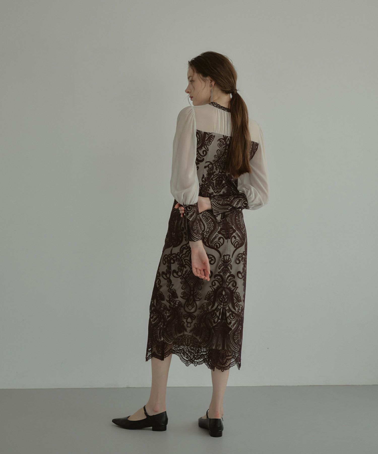 アンドレスド ダマスクギャザードレス 結婚式 お呼ばれ ドレス