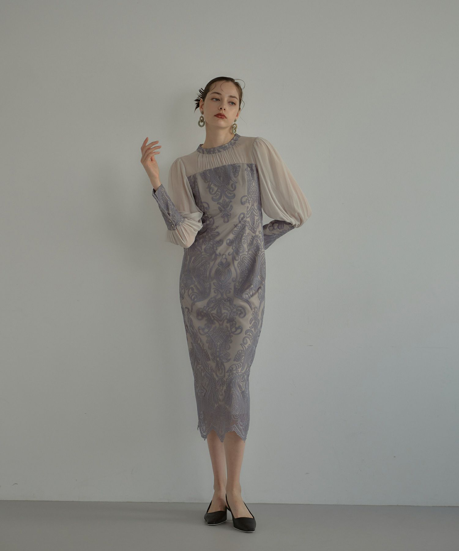 アンドレスド ダマスクギャザードレス 結婚式 お呼ばれ ドレス