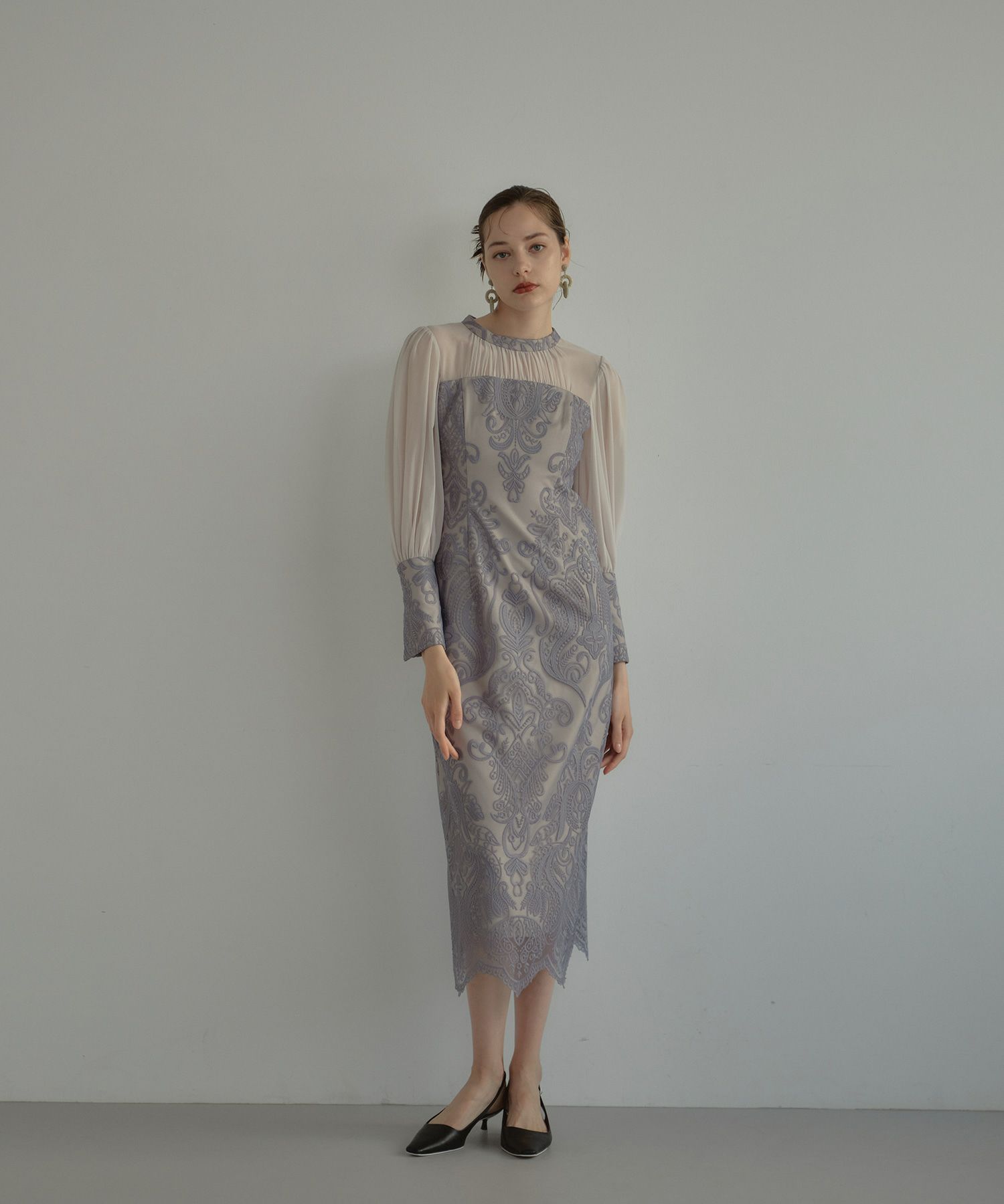 ANDRESD アンドレスド damask gather dress S アンドレスド ダマスクギャザードレス 結婚式 お呼ばれ ドレス
