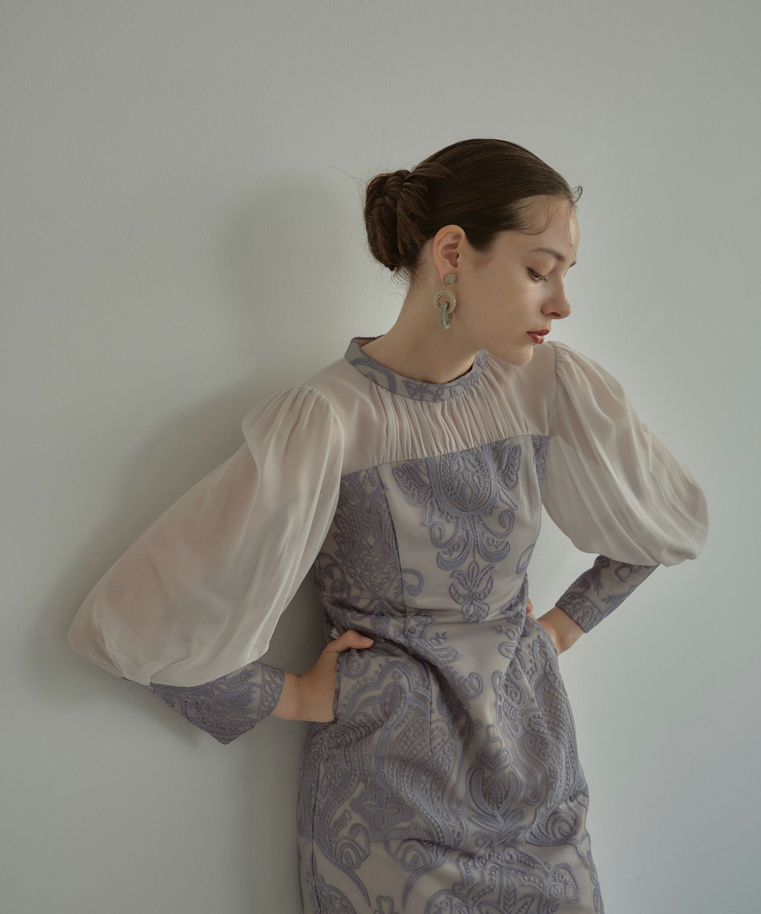 アンドレスド ダマスクギャザードレス 結婚式 お呼ばれ ドレス