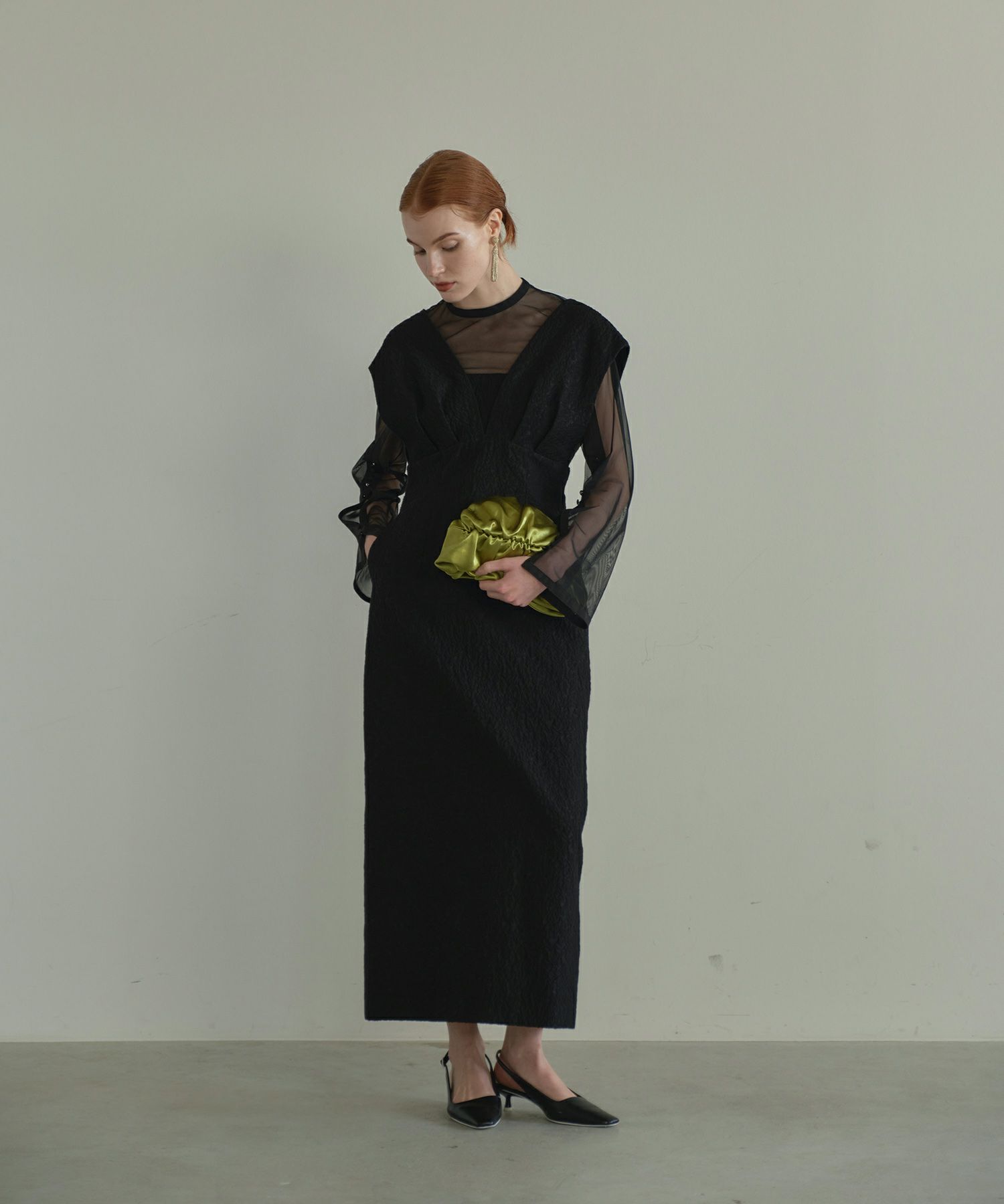 V line jacquard dress | ANDRESD