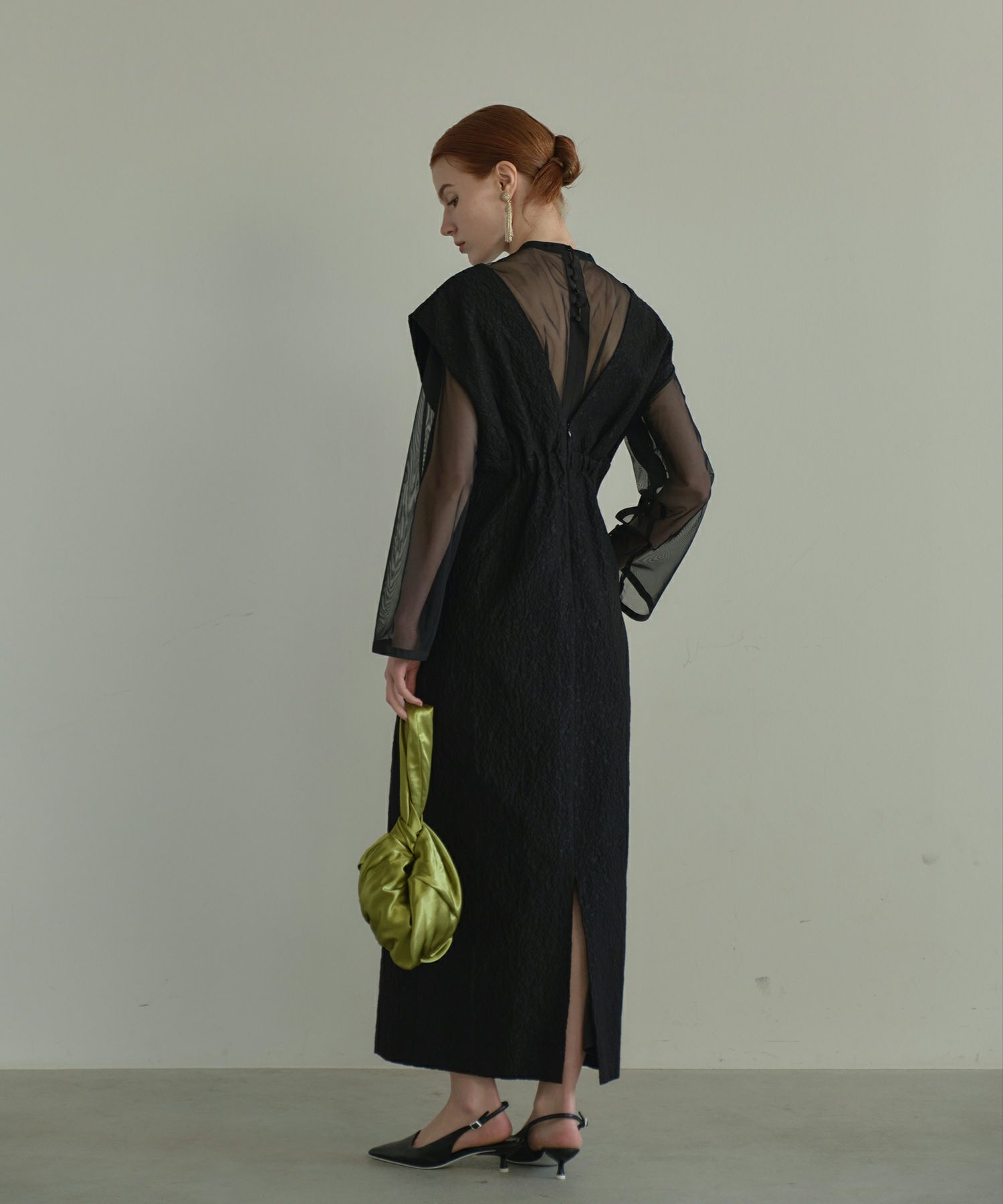 V line jacquard dress | ANDRESD