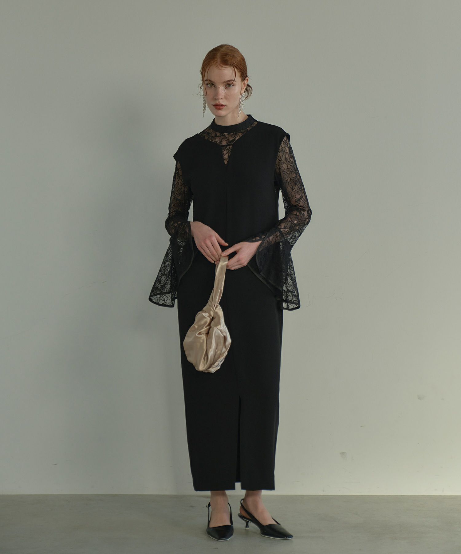 bell sleeve slit dress | ANDRESD