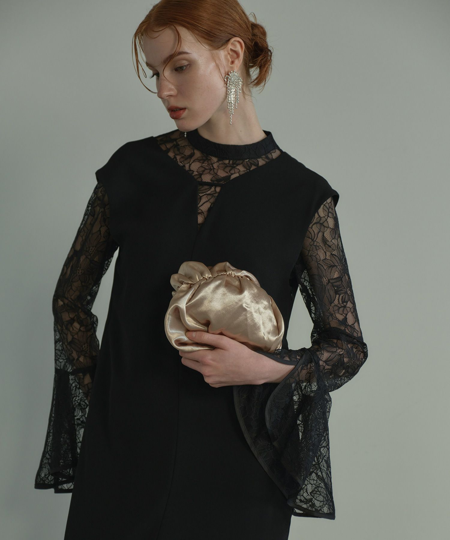 bell sleeve slit dress | ANDRESD