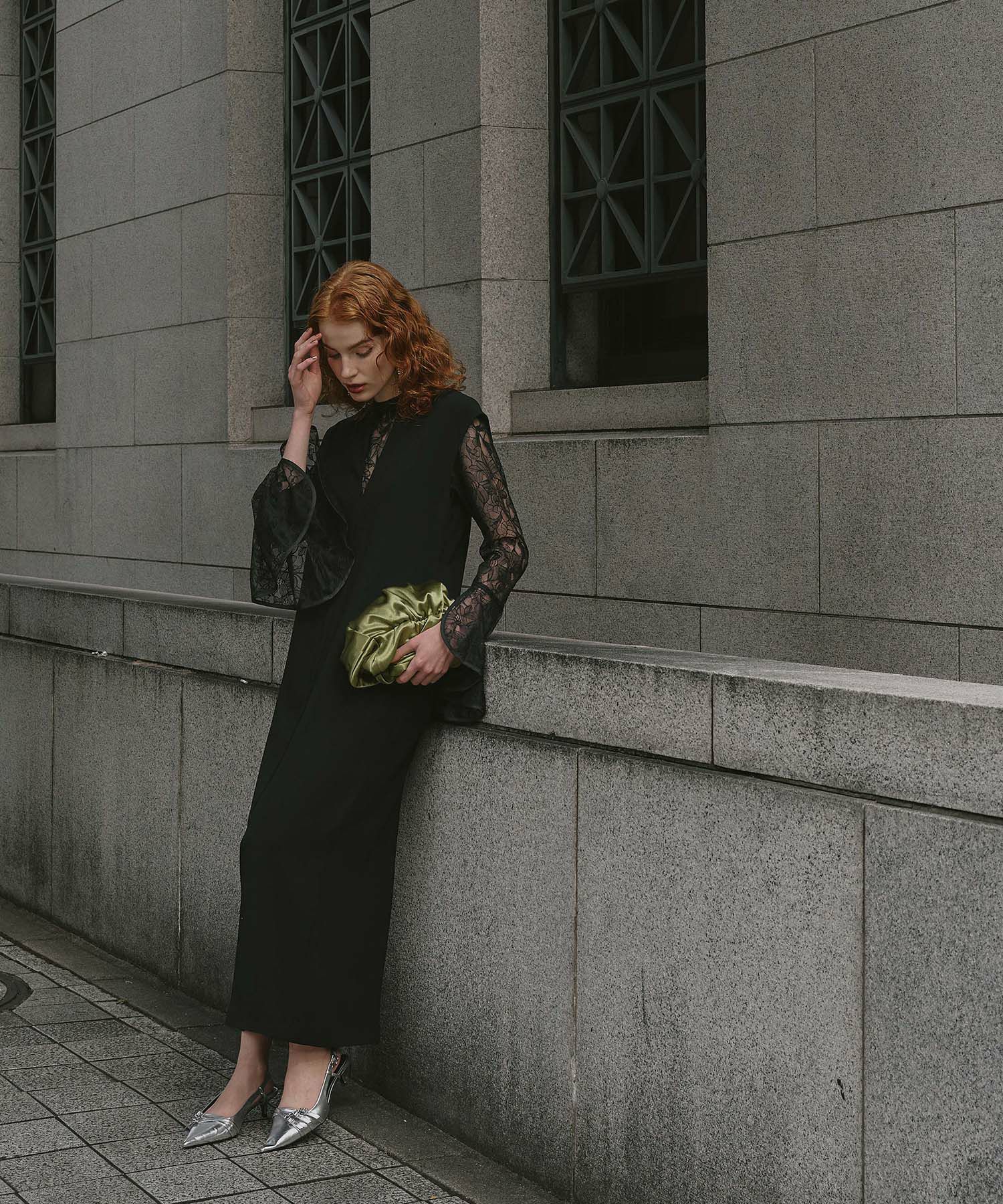 bell sleeve slit dress | ANDRESD