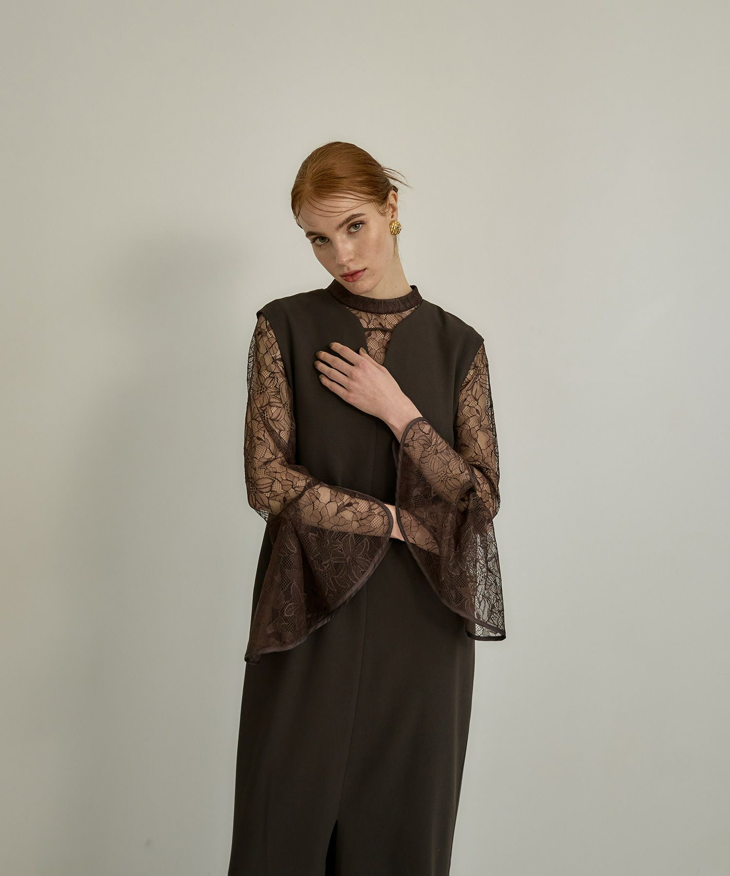 bell sleeve slit dress | ANDRESD