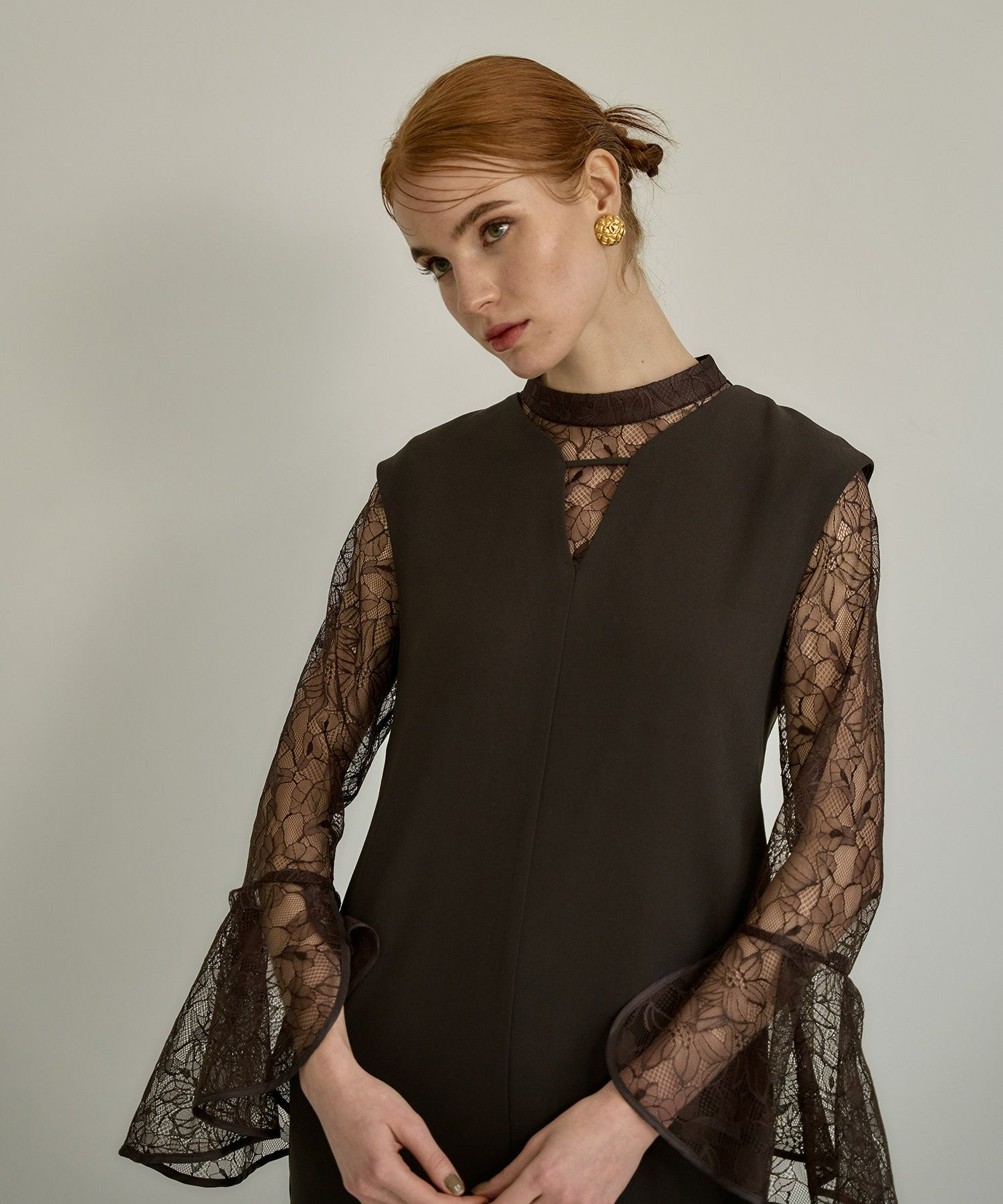 bell sleeve slit dress | ANDRESD