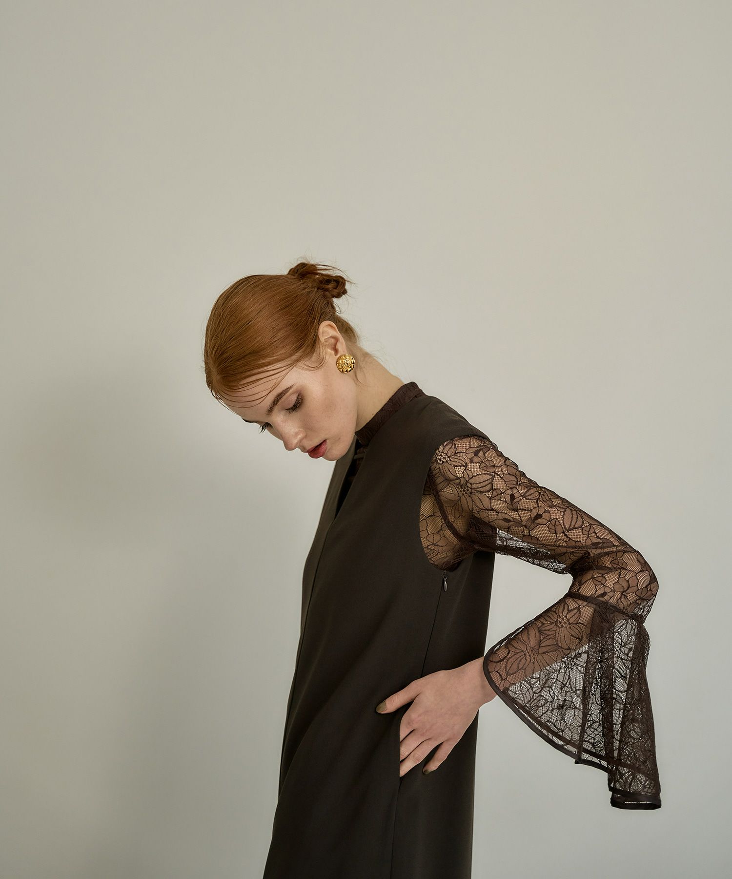 bell sleeve slit dress | ANDRESD