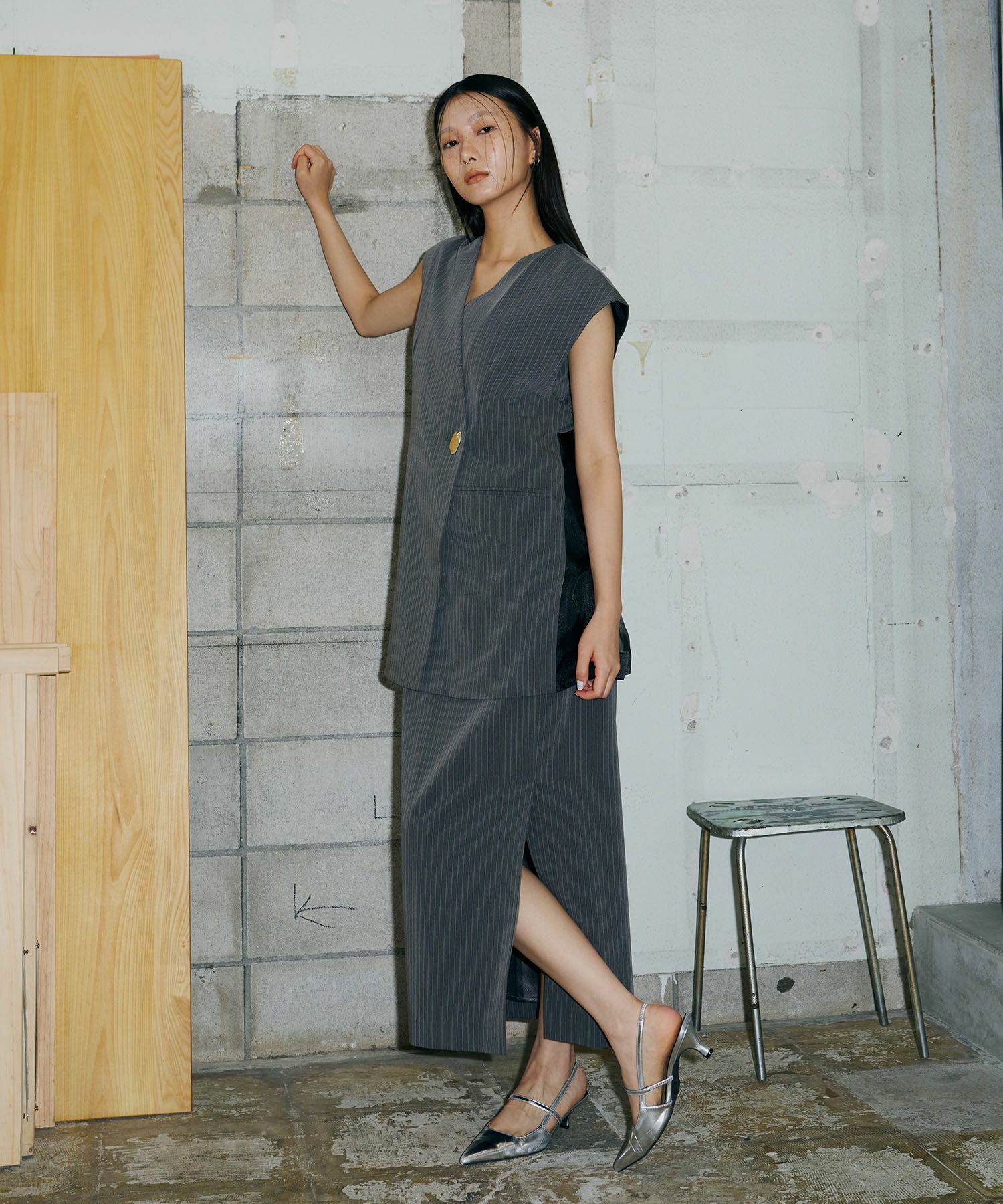 back sheer gilet setup dress | ANDRESD