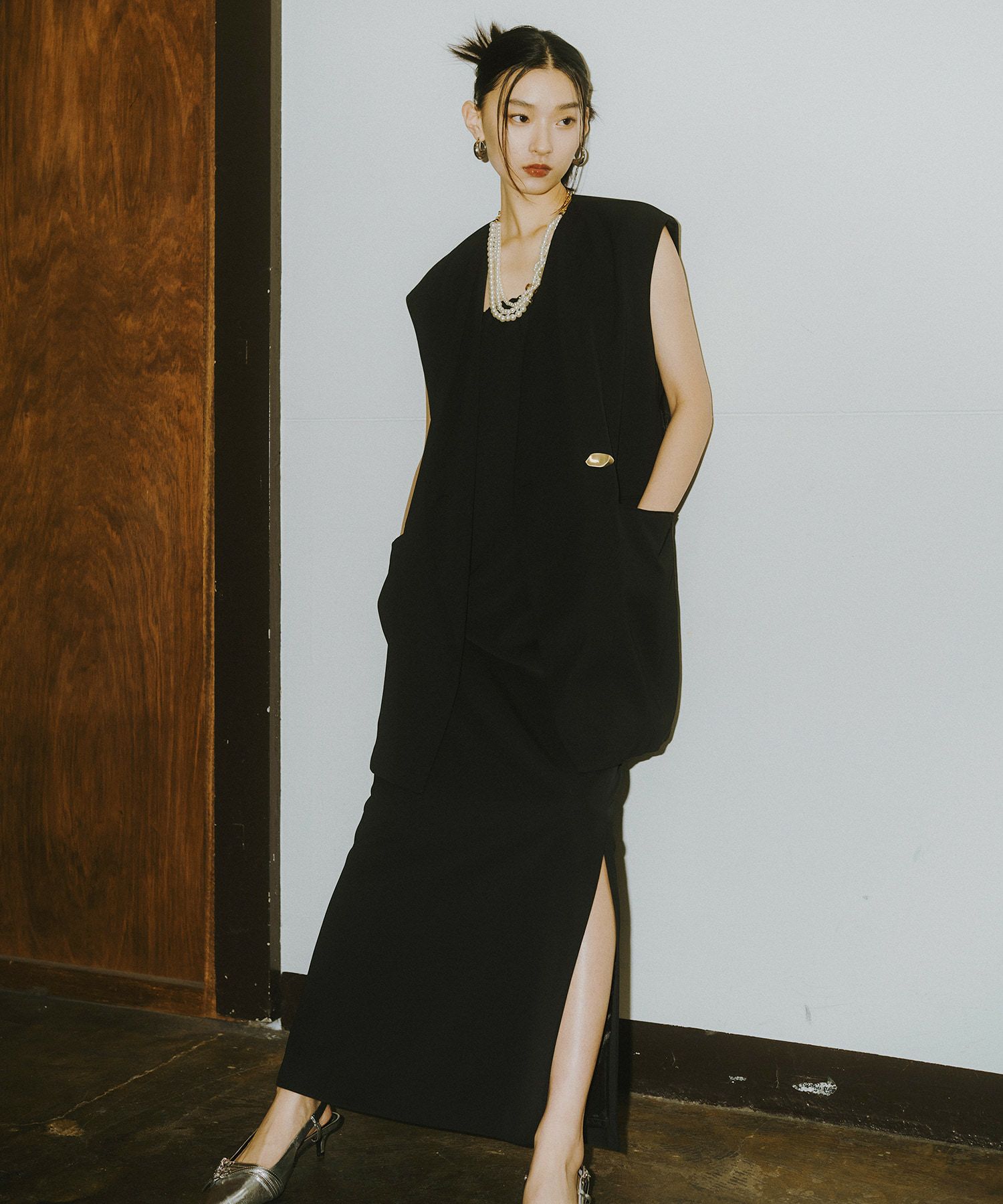back sheer gilet setup dress | ANDRESD