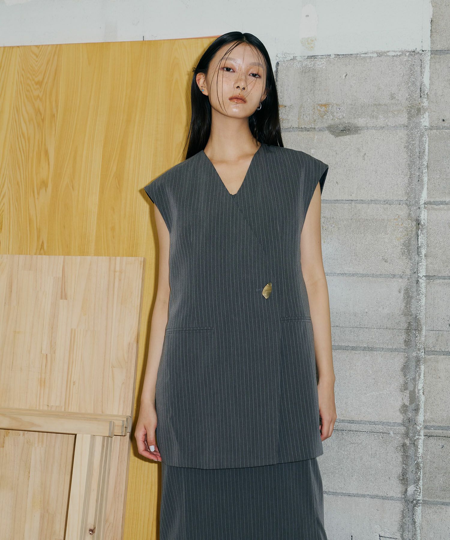 back sheer gilet setup dress | ANDRESD