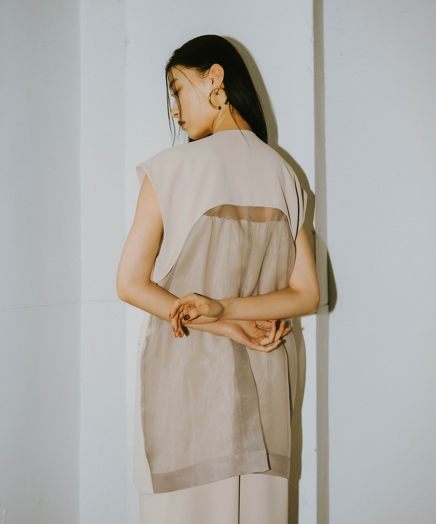 back sheer gilet setup dress | ANDRESD 