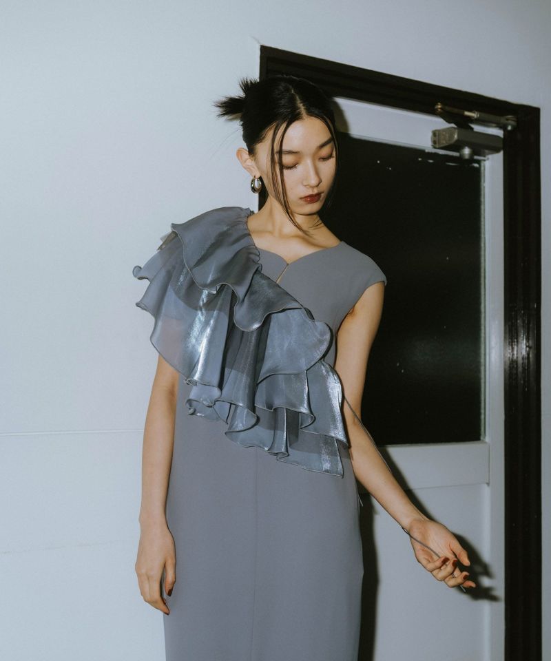 glossy multi ruffle dress | ANDRESD