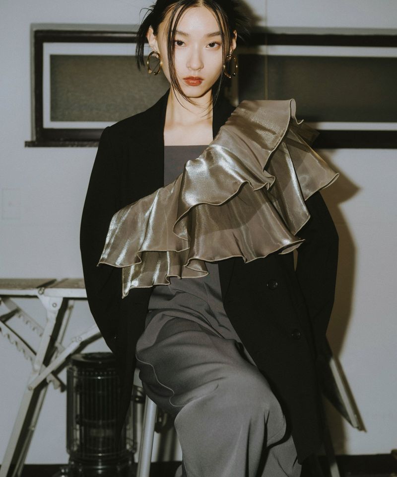 ANDRESD ドレス glossy multi ruffle dress グロッシーマルチ