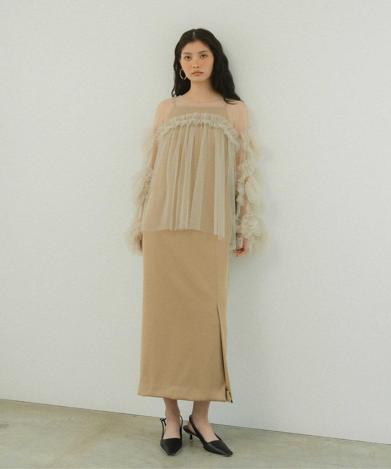 【andresd】decorative tulle top ベージュ decorative tulle tops | ANDRESD