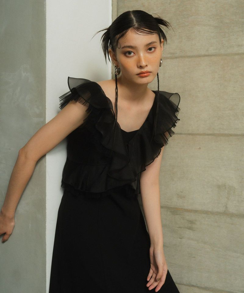 美品◇ANDRESDドレス pleats tulle dress M pleats tulle dress | ANDRESD