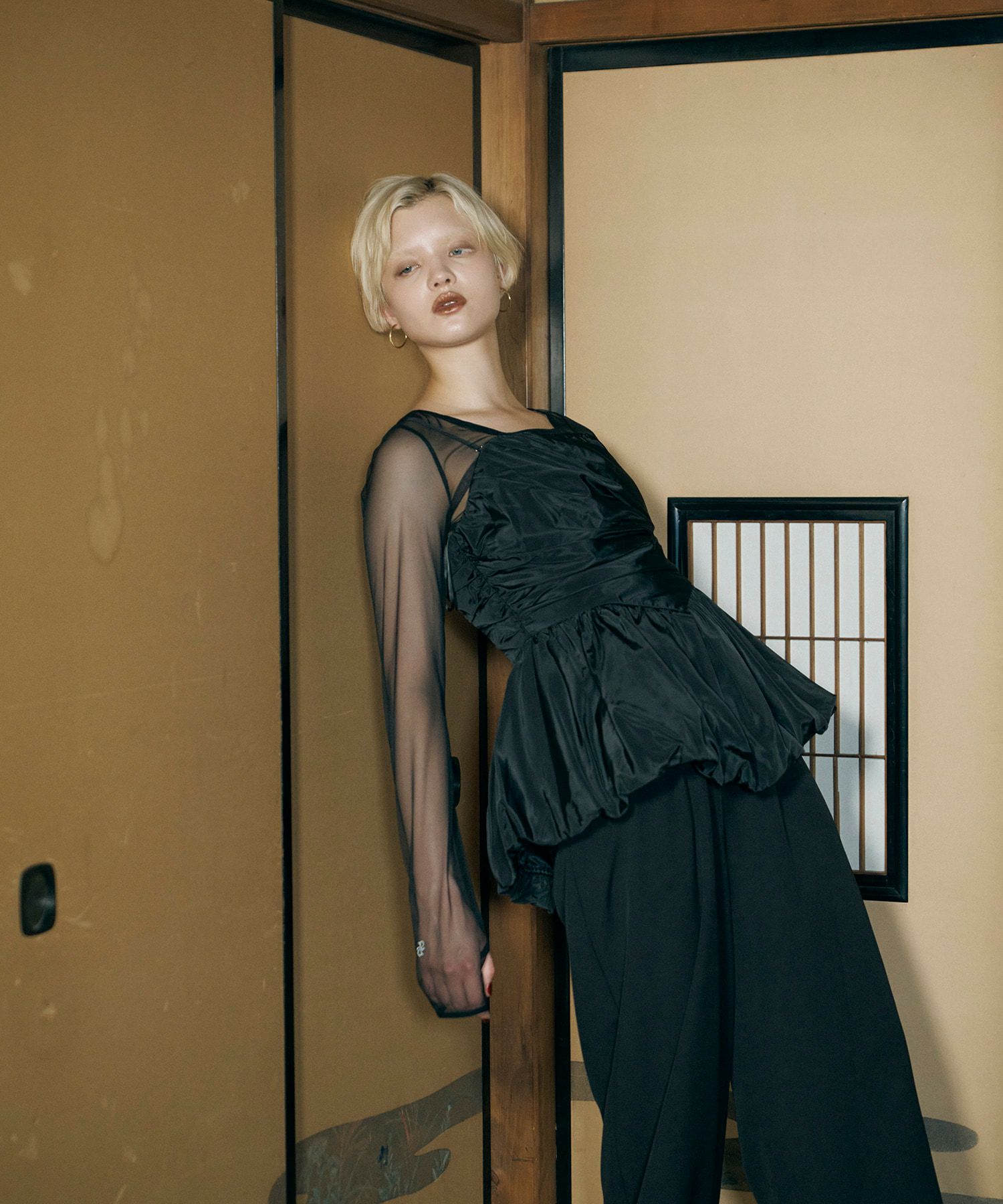 shirring gather setup dress | ANDRESD