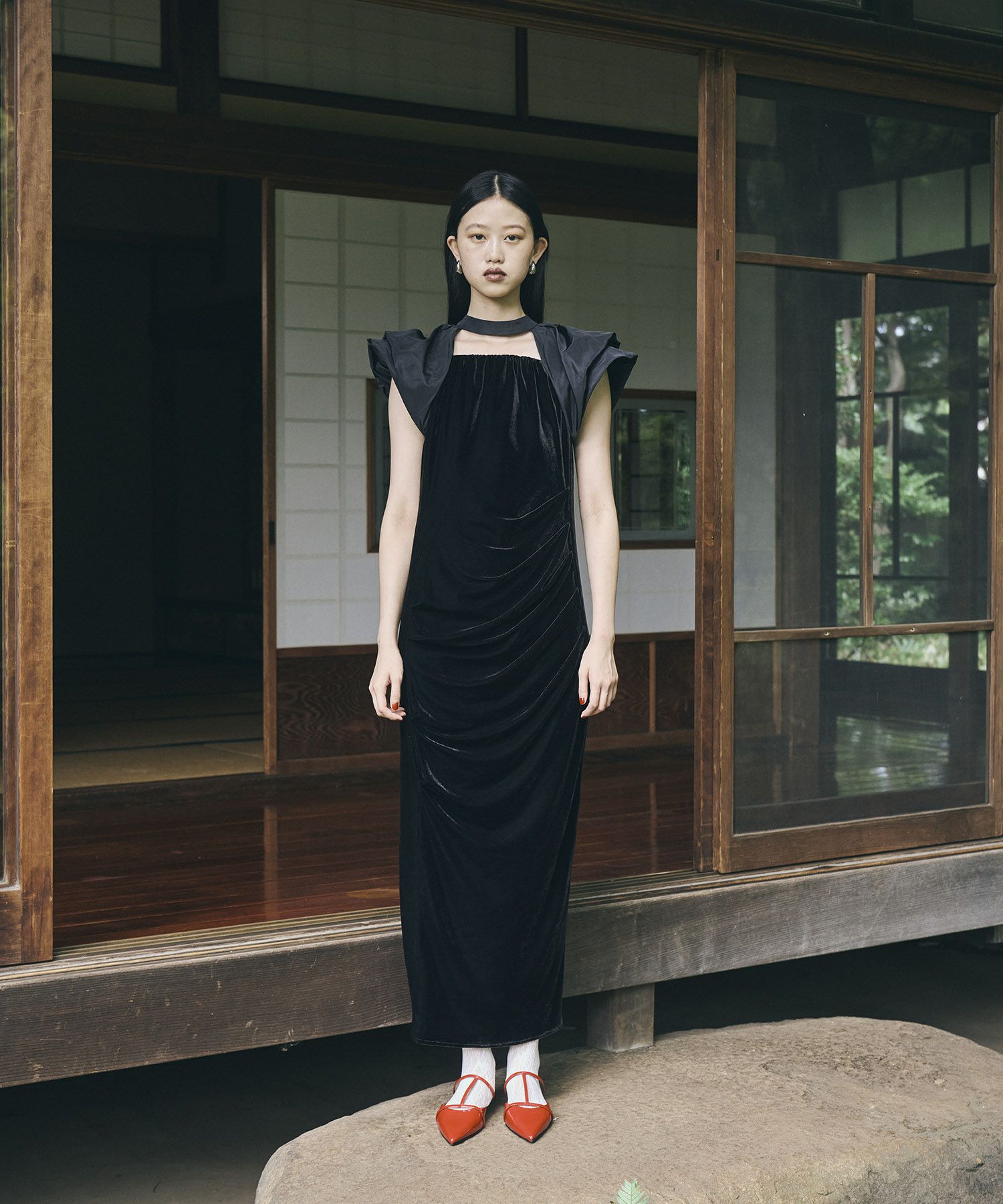 ワンピース ANDRESD drape velour dress drape velour dress | ANDRESD