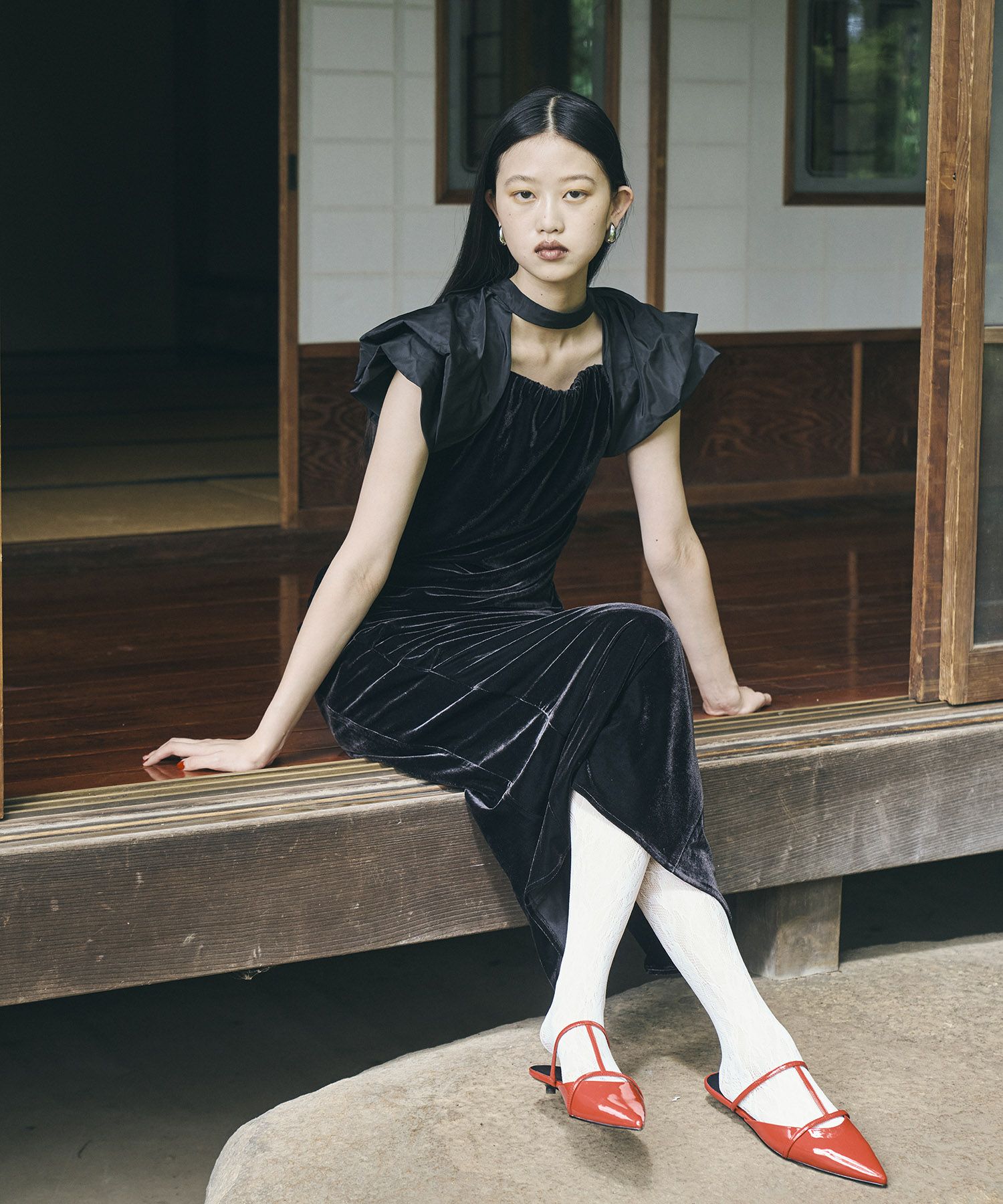 drape velour dress | ANDRESD