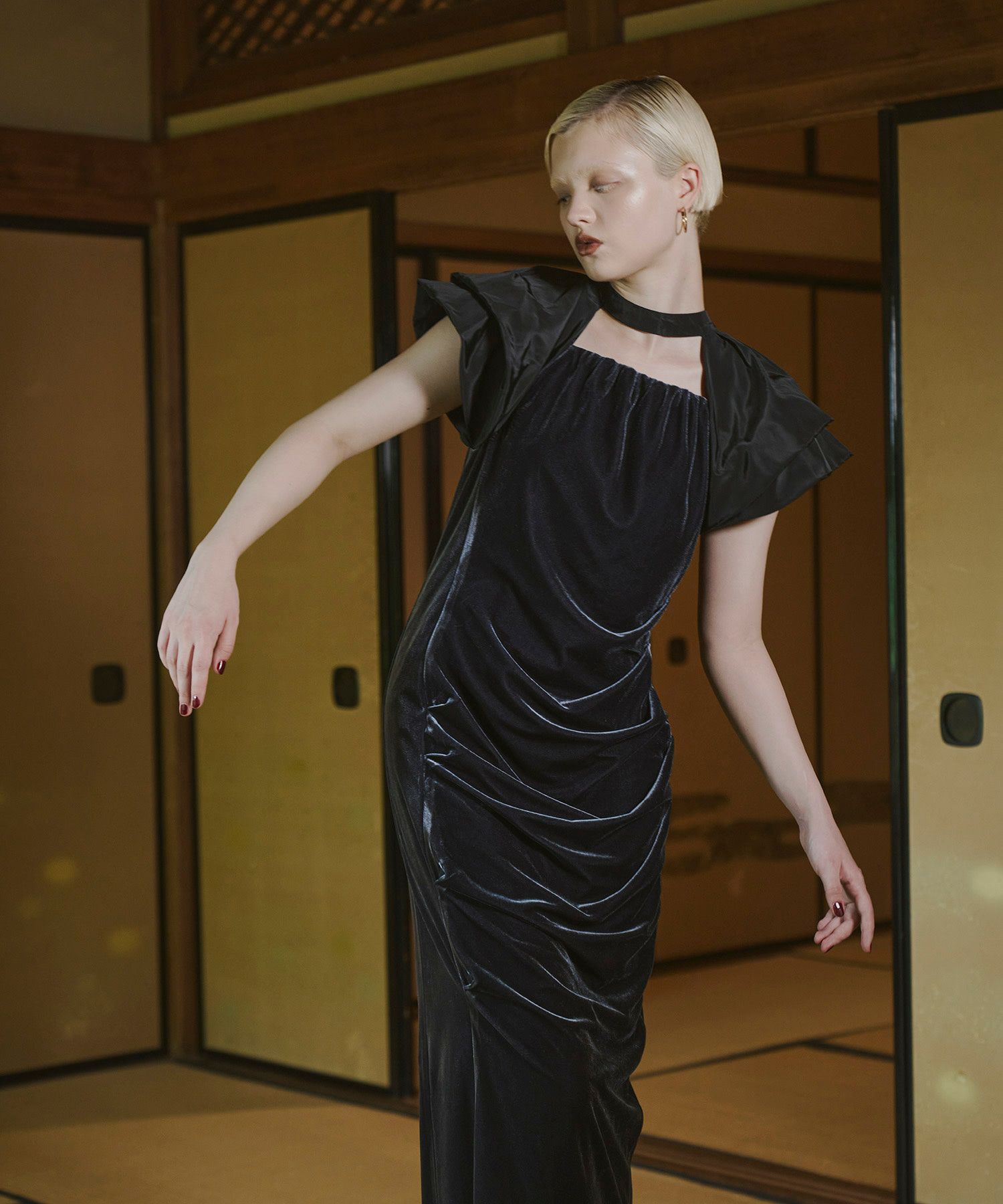 drape velour dress | ANDRESD 