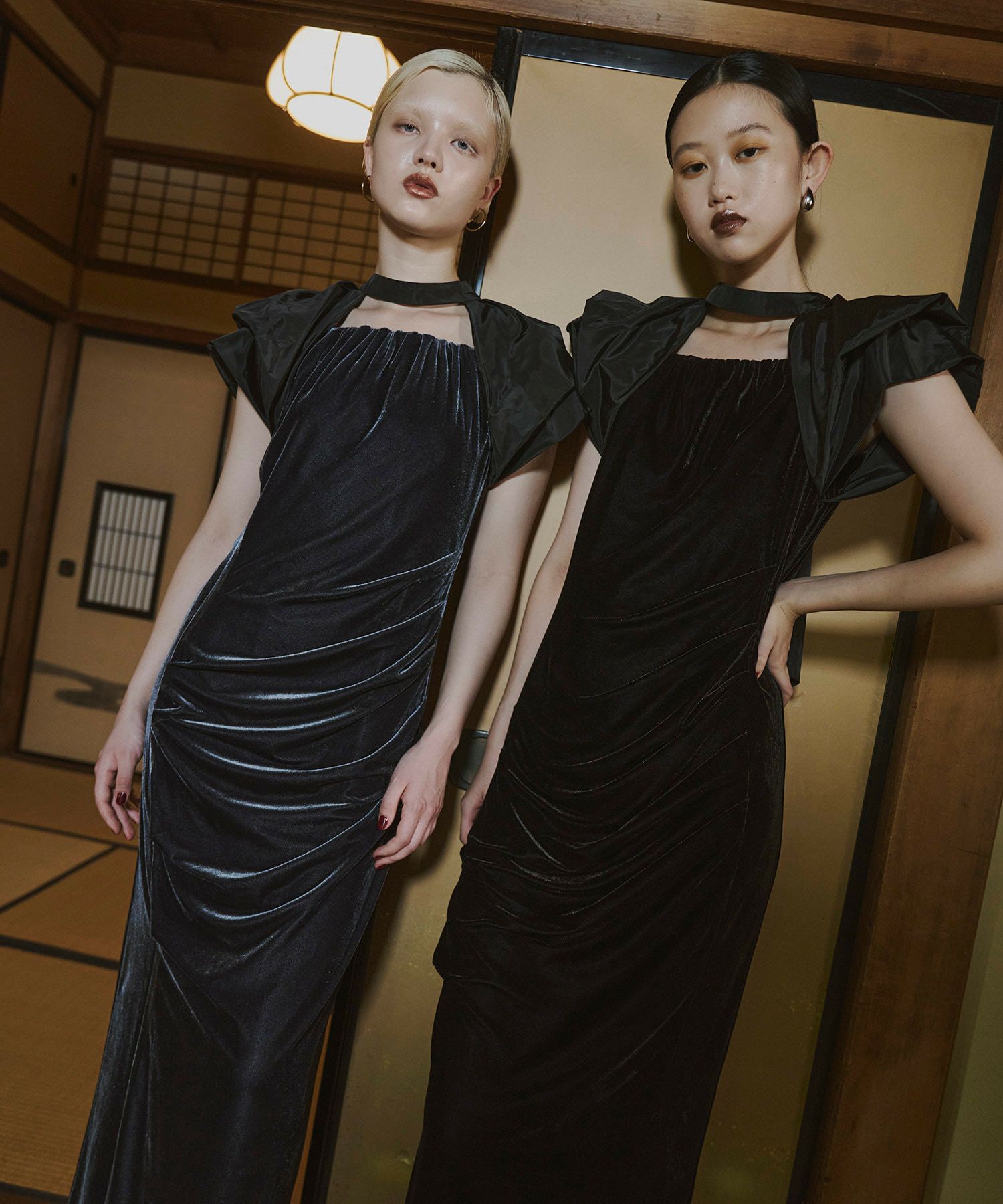 drape velour dress | ANDRESD 