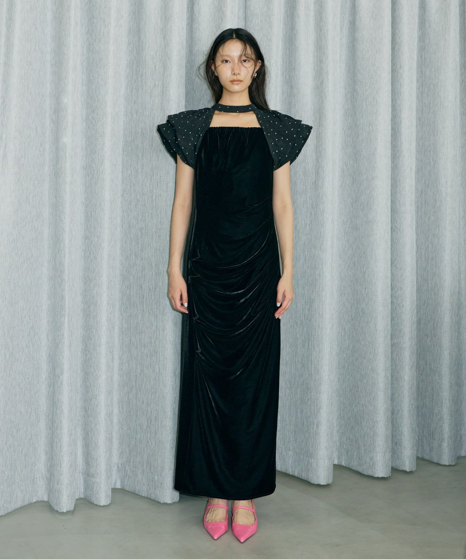 ANDRESD drape velour dress ベロアドレス drape velour dress | ANDRESD