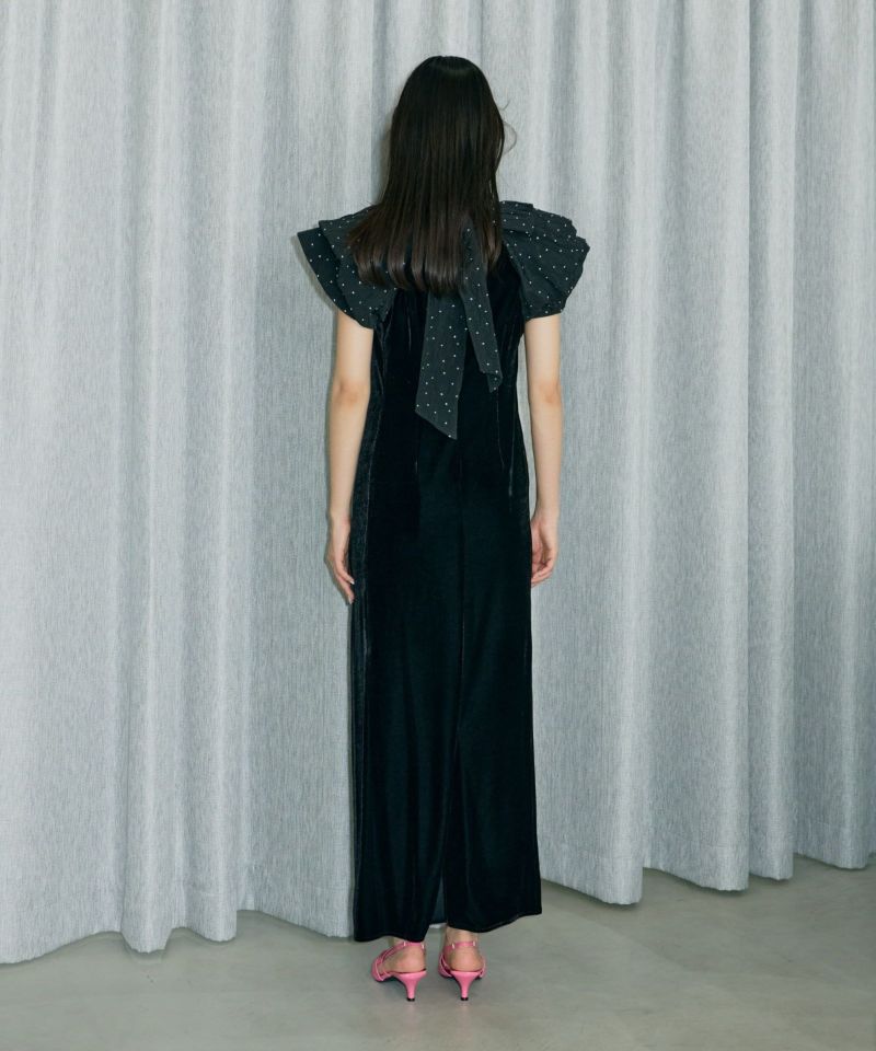 ANDRESD drape velour dressブラックS drape velour dress | ANDRESD