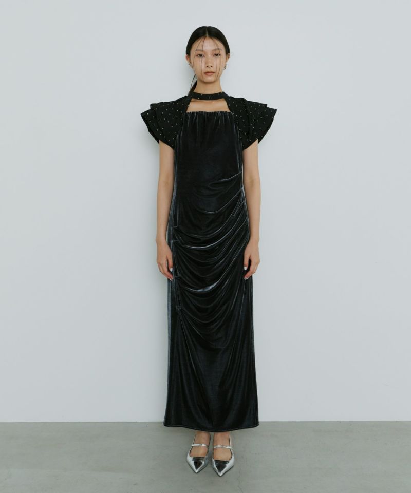 drape velour dress | ANDRESD