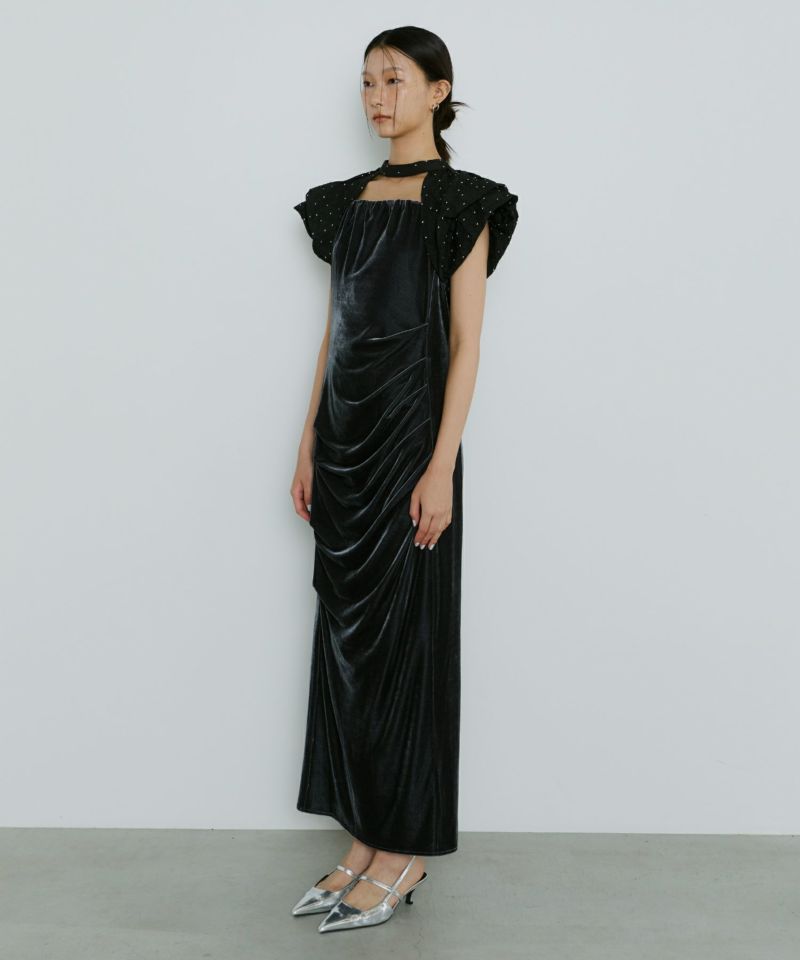 ANDRESD drape velour dress グレー drape velour dress | ANDRESD