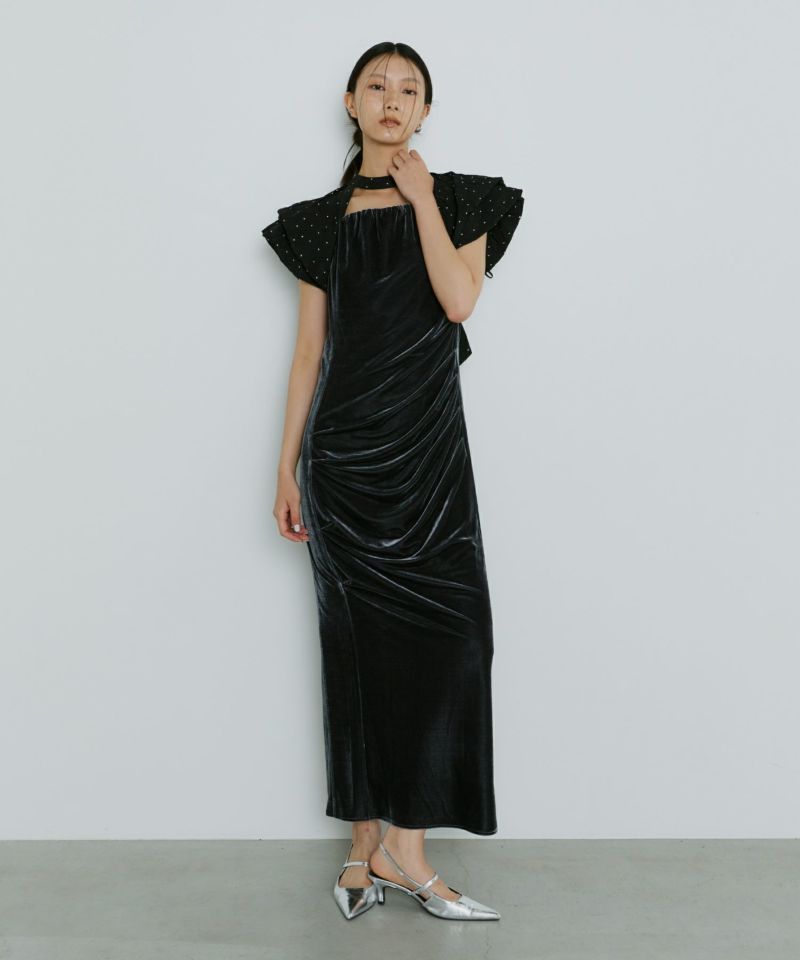ANDRESD drape velour dressブラックS drape velour dress | ANDRESD