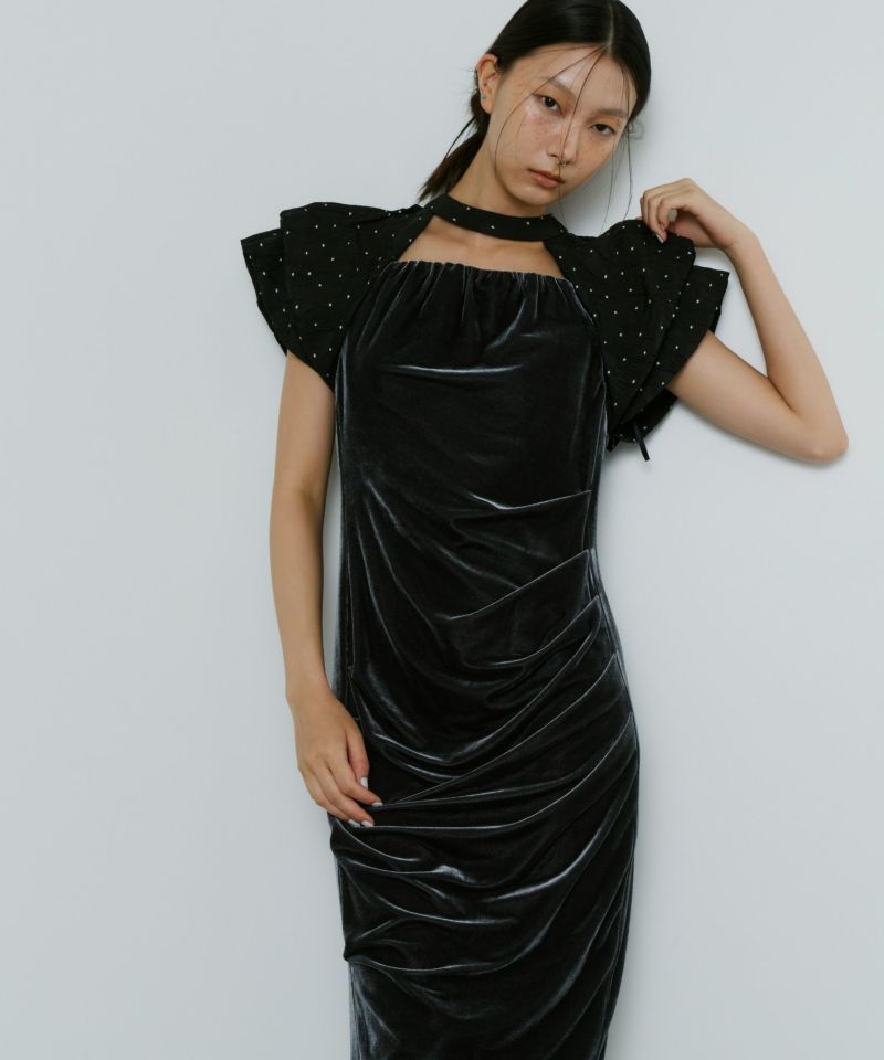 ANDRESD drape velour dressブラックS drape velour dress | ANDRESD