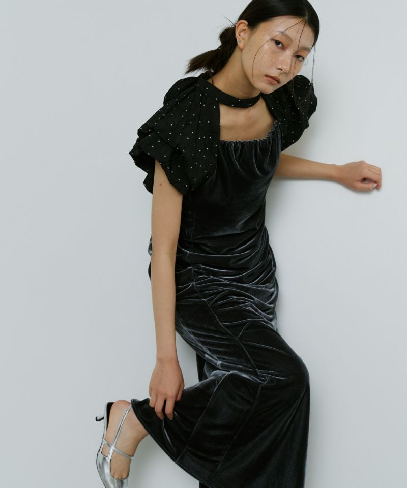 ANDRESD drape velour dressブラックS drape velour dress | ANDRESD