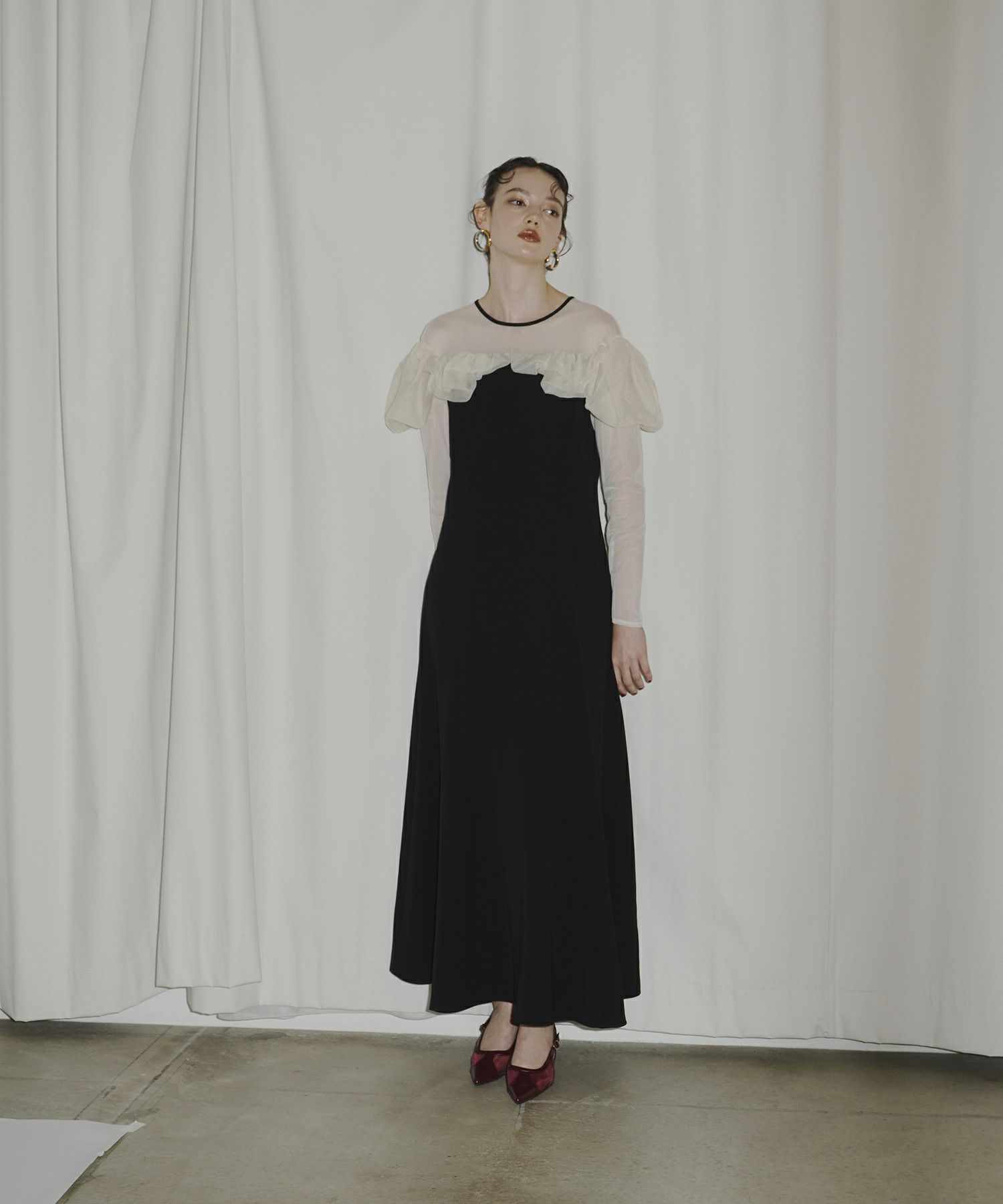 ANDRESD frills flare dress 試着のみ - パーティードレス 