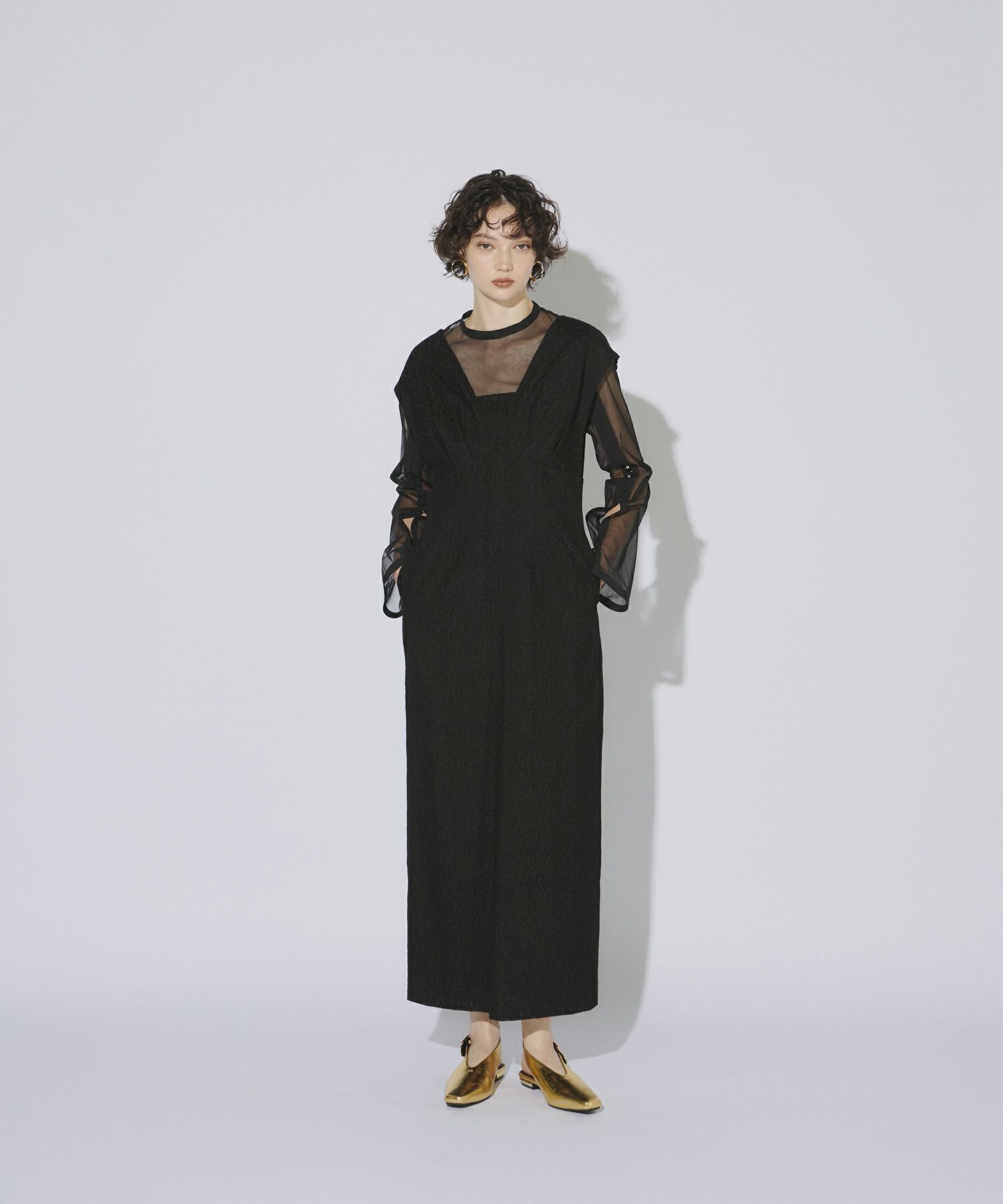 V line jacquard dress | ANDRESD