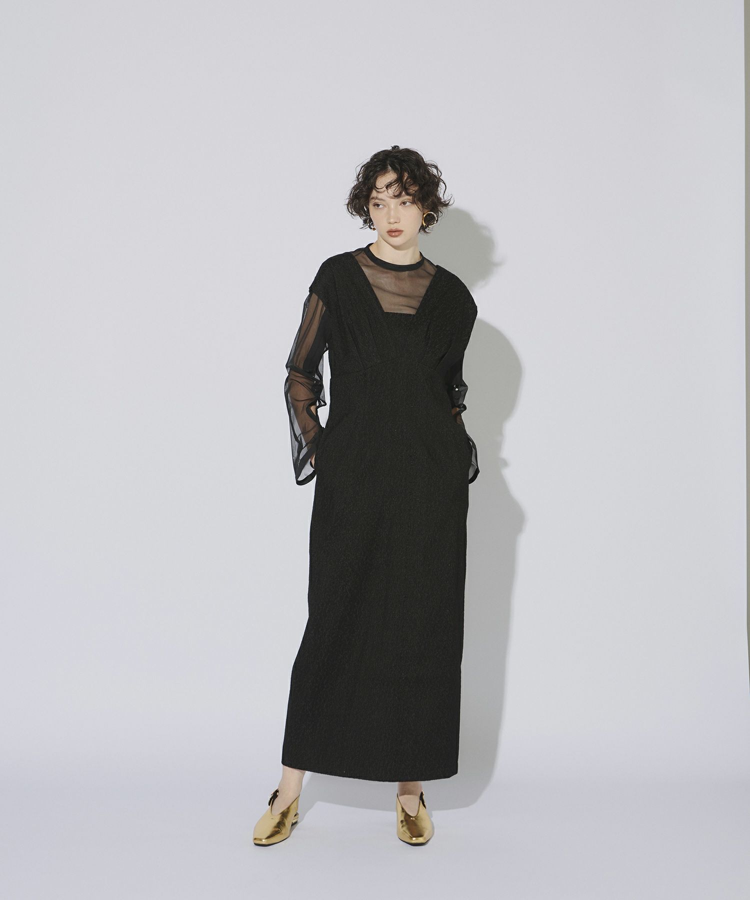 V line jacquard dress | ANDRESD