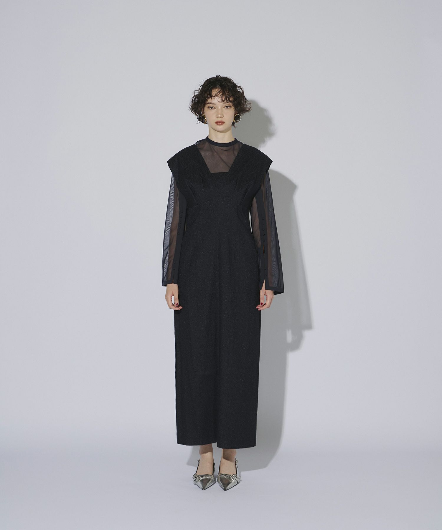 V line jacquard dress | ANDRESD