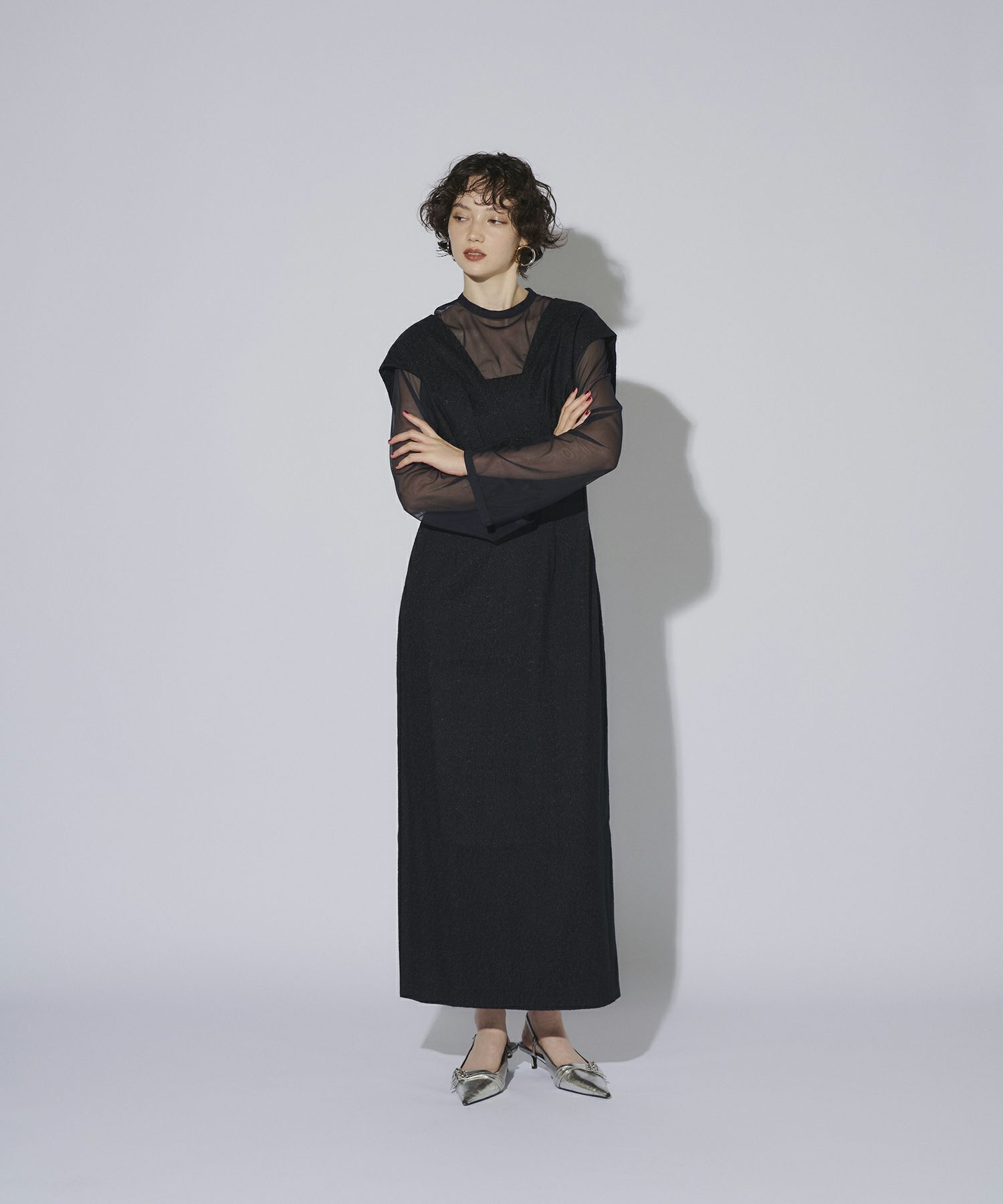 V line jacquard dress | ANDRESD