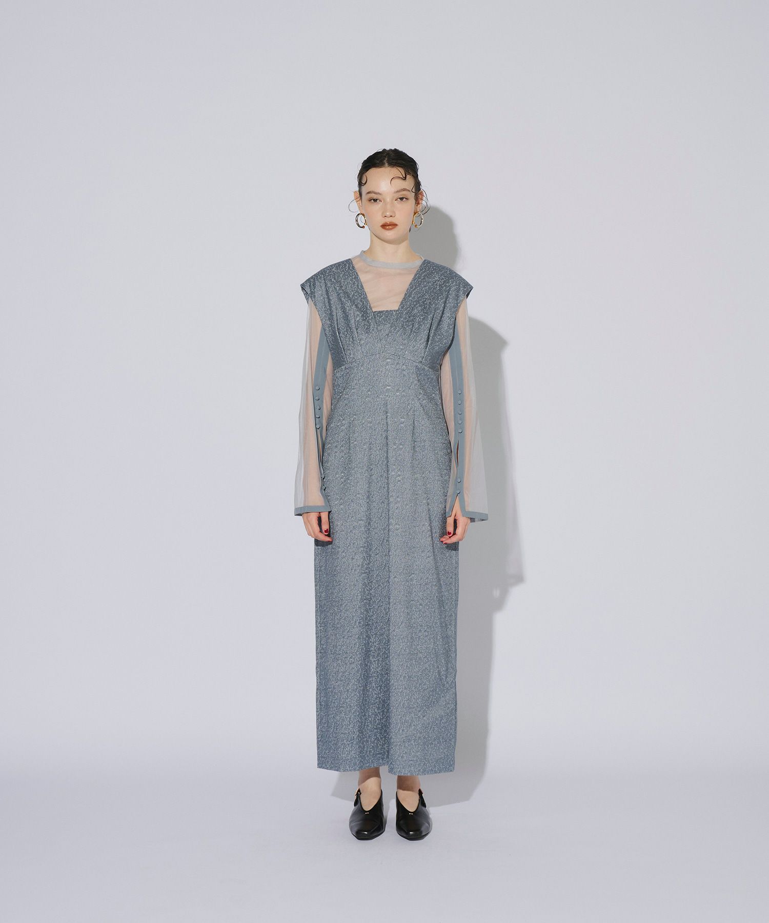 V line jacquard dress | ANDRESD