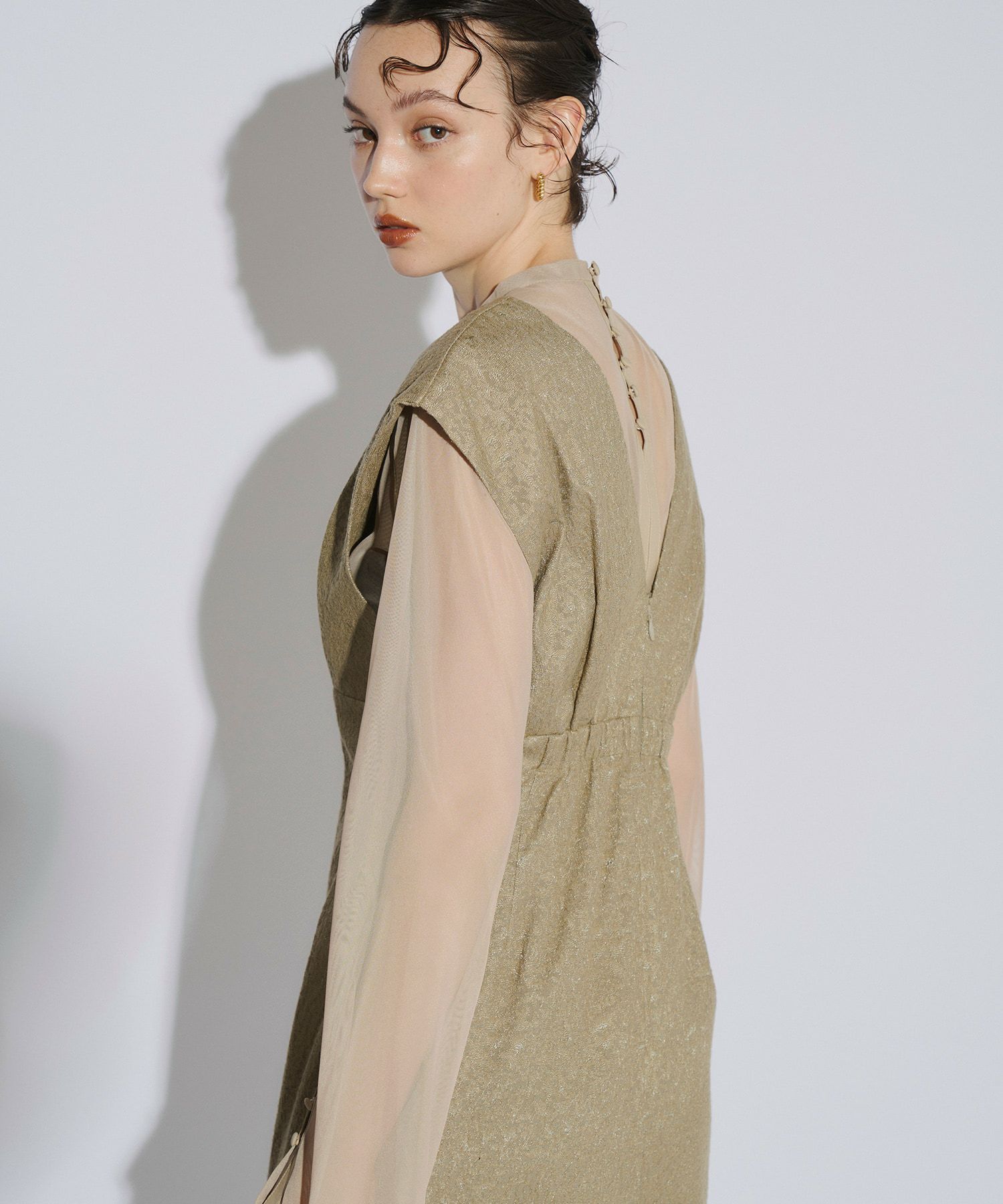 V line jacquard dress | ANDRESD