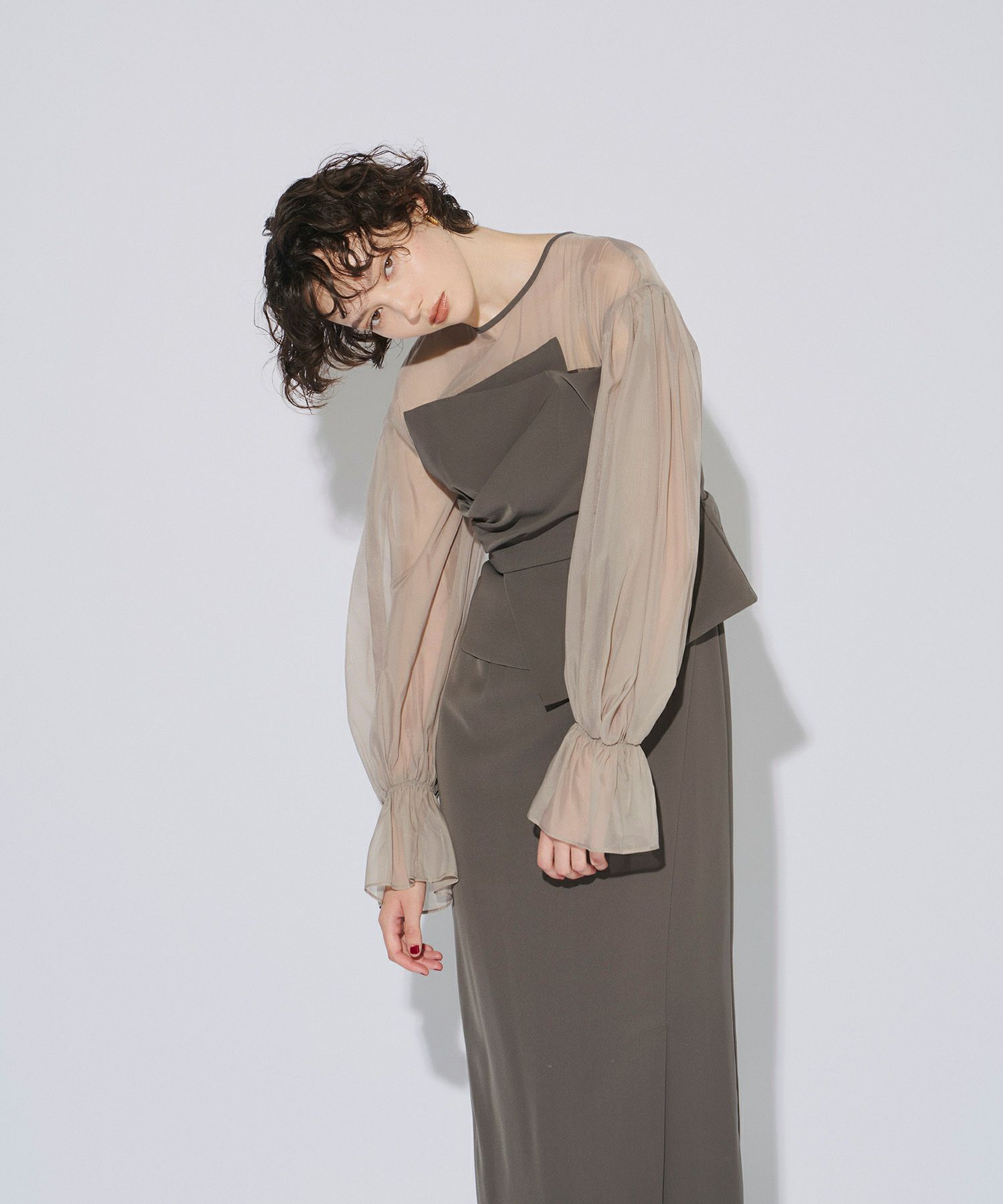 ANDRESD pinstripe 垂らす tailored bustier dress 