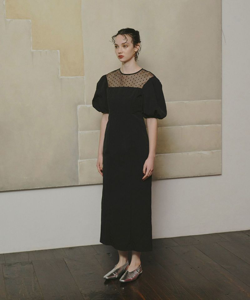 andresd decollete dot dress ブラック　sサイズ decollete dot dress | ANDRESD