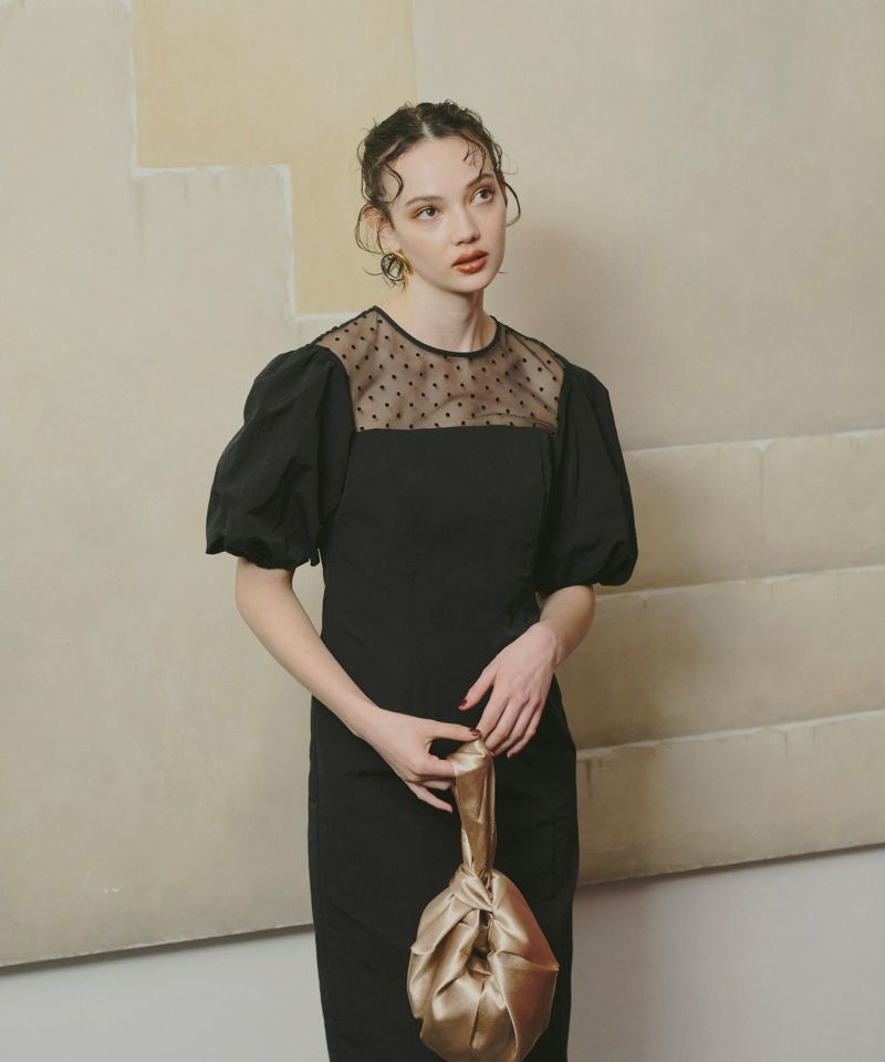 andresd decollete dot dress ブラック　sサイズ decollete dot dress | ANDRESD