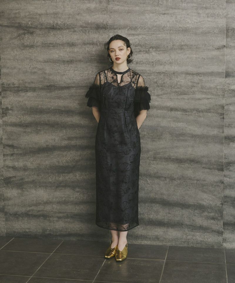 注文割引 key neck embroidery dress | ANDRESD スーツ・フォーマル・ドレス