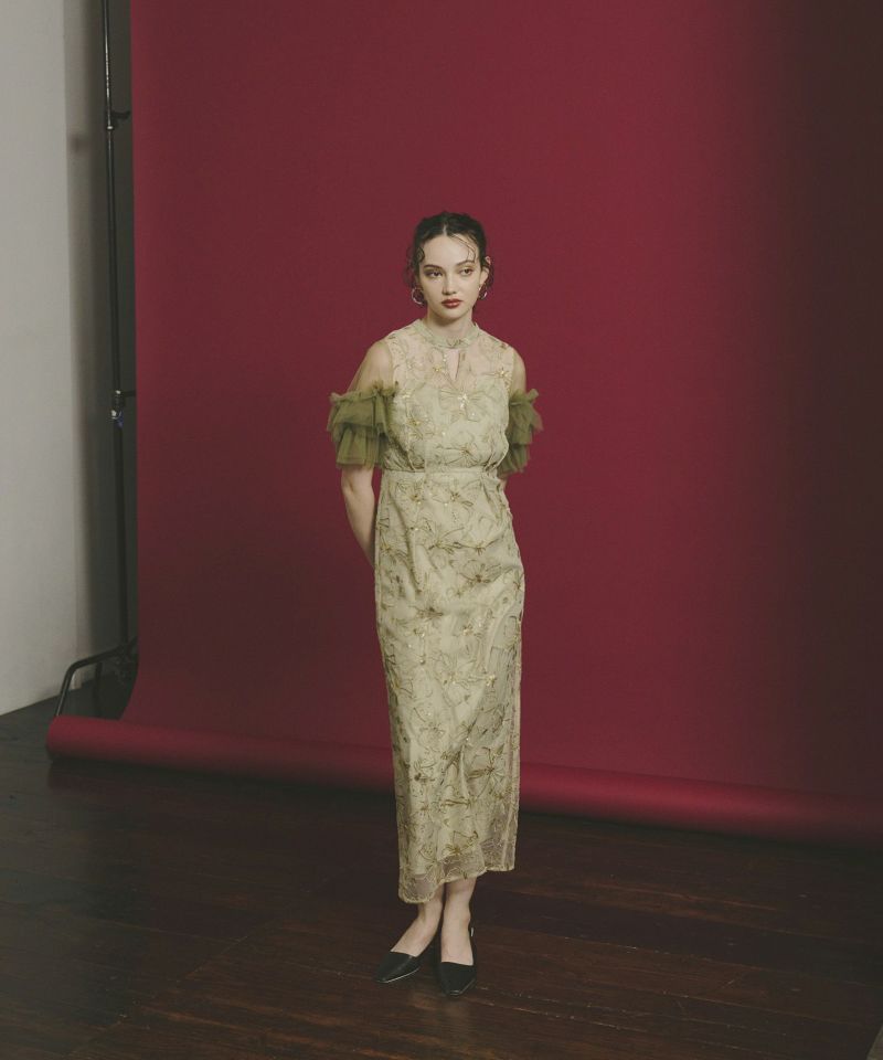 スーツ・フォーマル・ドレス key neck embroidery dress ANDRESD Niana key neck embroidery dress | ANDRESD