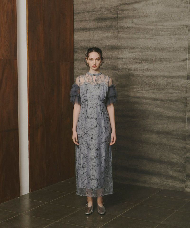 key neck embroidery dress | ANDRESD