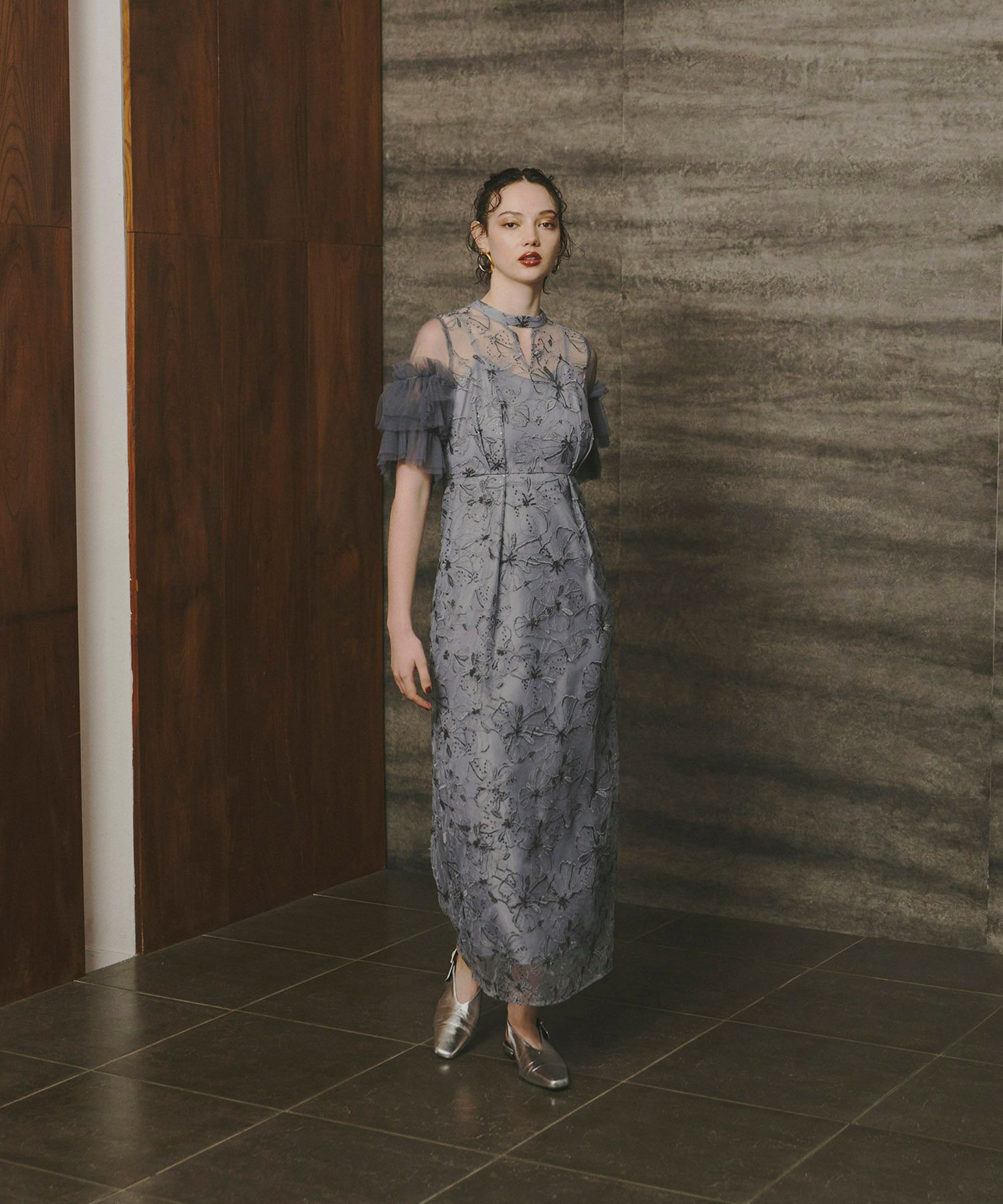 key neck embroidery dress | ANDRESD