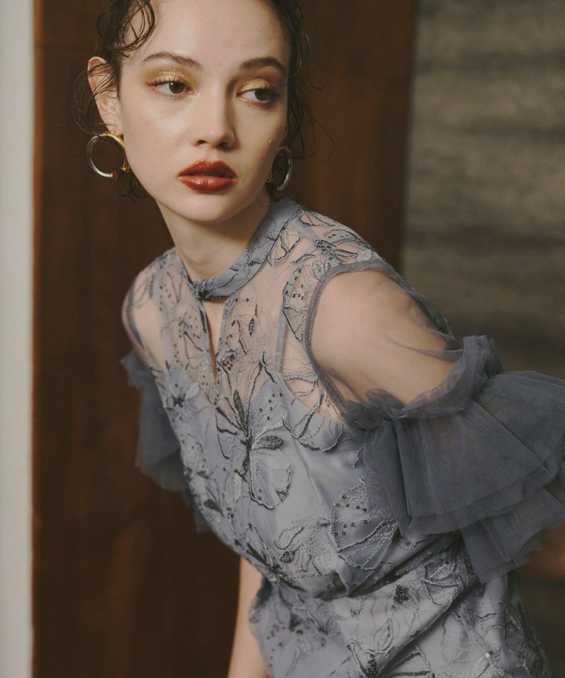 key neck embroidery dress | ANDRESD