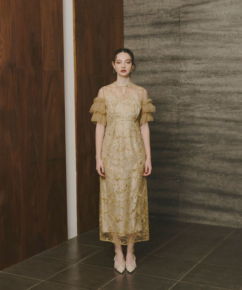 key neck embroidery dress | ANDRESD