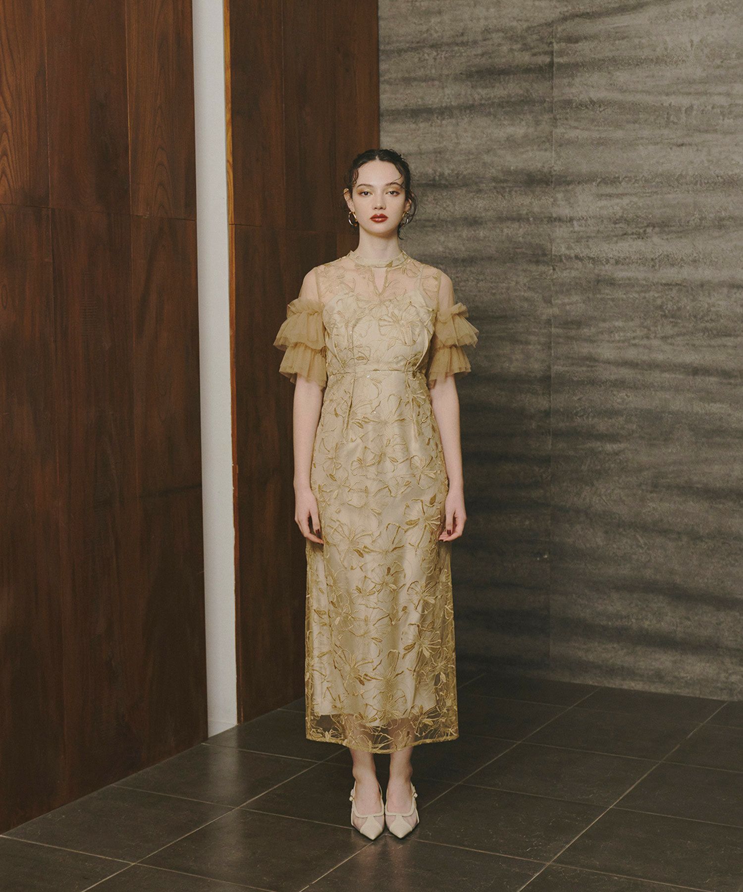key neck embroidery dress | ANDRESD 