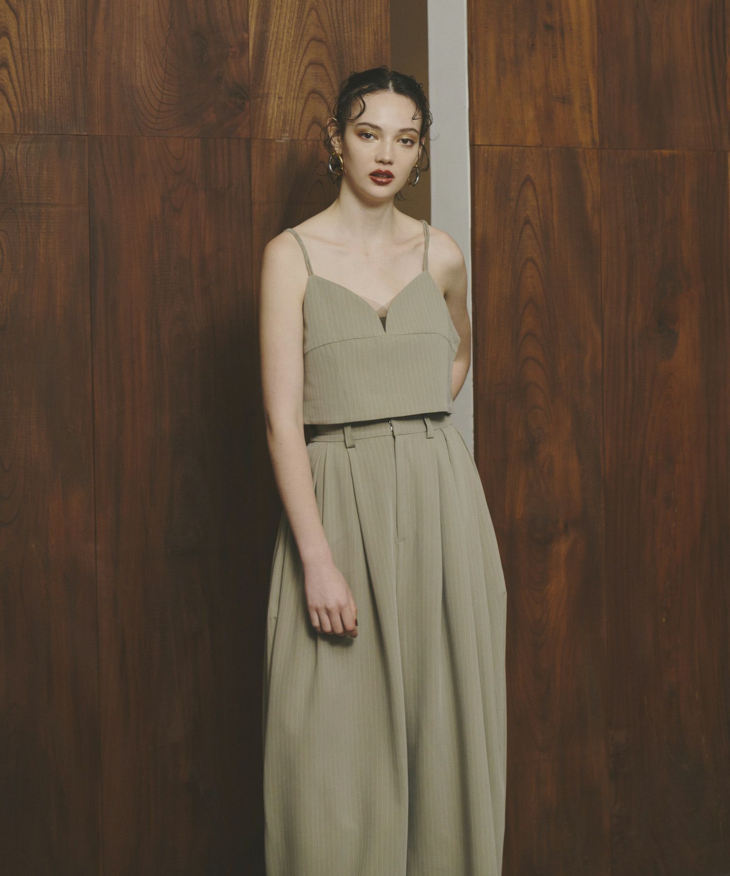 pinstripe bustier wide pants dress | ANDRESD
